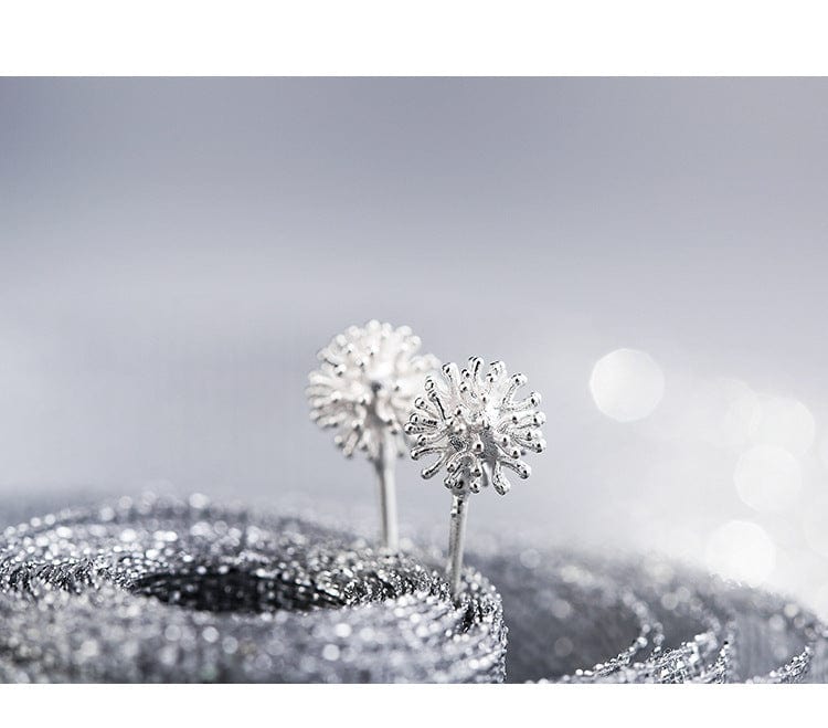 S925 Sterling Silver Dandelion Flower Ear Studs - Minimalist Floral Stud Earrings for Women, Perfect for Everyday Wear & Gift Giving