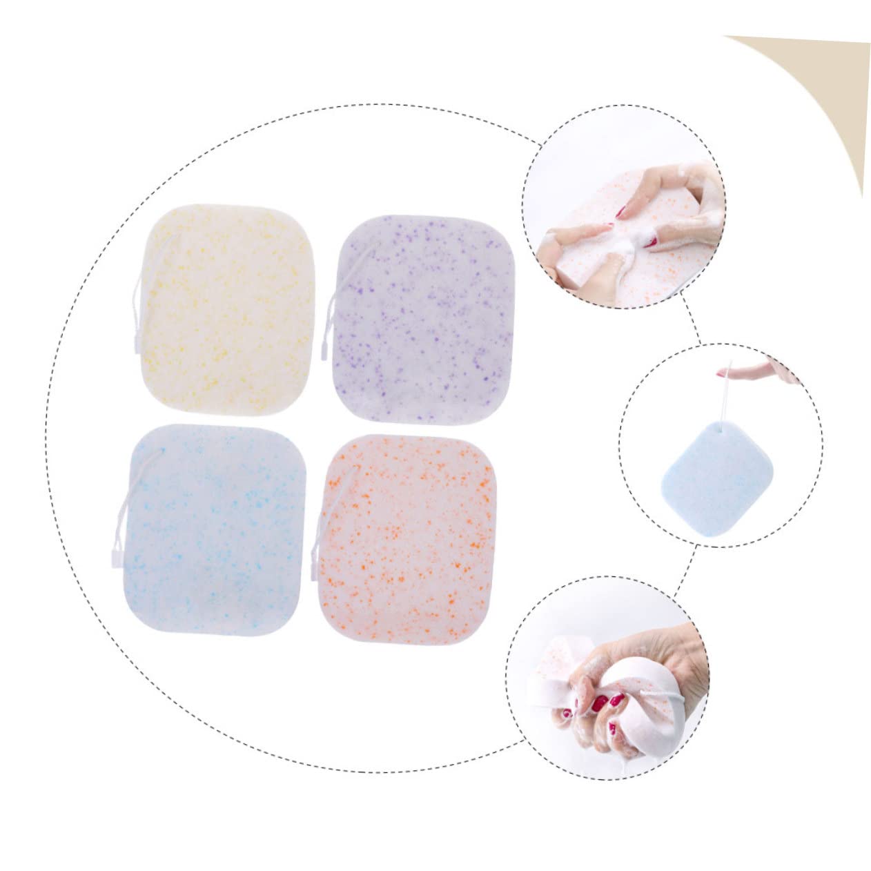Beautifuful Thickened Facial Cleansing Sponges 4 Pack - Gentle Exfoliating Makeup Remover Sponges for Travel & Daily Skincare | Soft Face Wash Puff for Sensitive Skin & Makeup Application