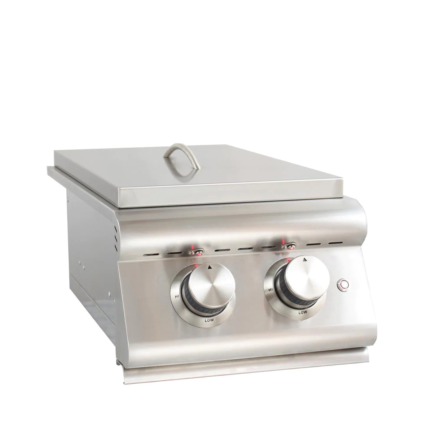 Premium BLZ SB2LTE Stainless Steel Double Side Burner with Lid - Built-in LTE for Outdoor Cooking, Camping & BBQ | High Performance Gas Burner for Patio, Backyard & Tailgating