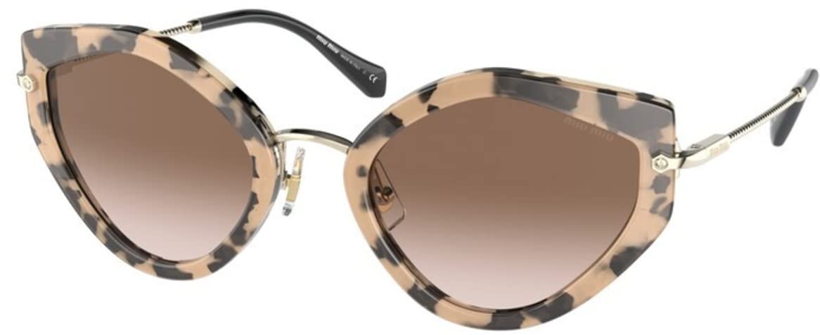 Miu Miu Women's Round Fashion Sunglasses - Havana Pink/Brown Gradient Lens, UV Protection, One Size - Perfect for Beach, Driving & Outdoor Activities