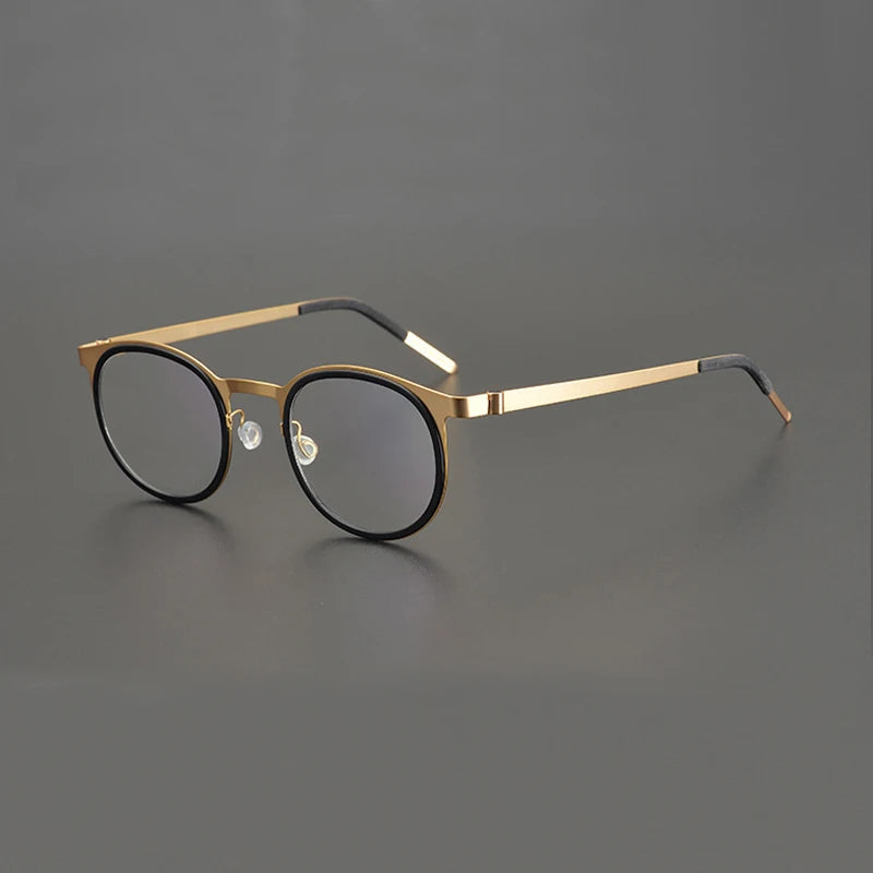 Black Acetate & Titanium Round Eyeglasses for Women - Lightweight Full Rim Glasses - Perfect for Reading, Work & Fashion Accessories