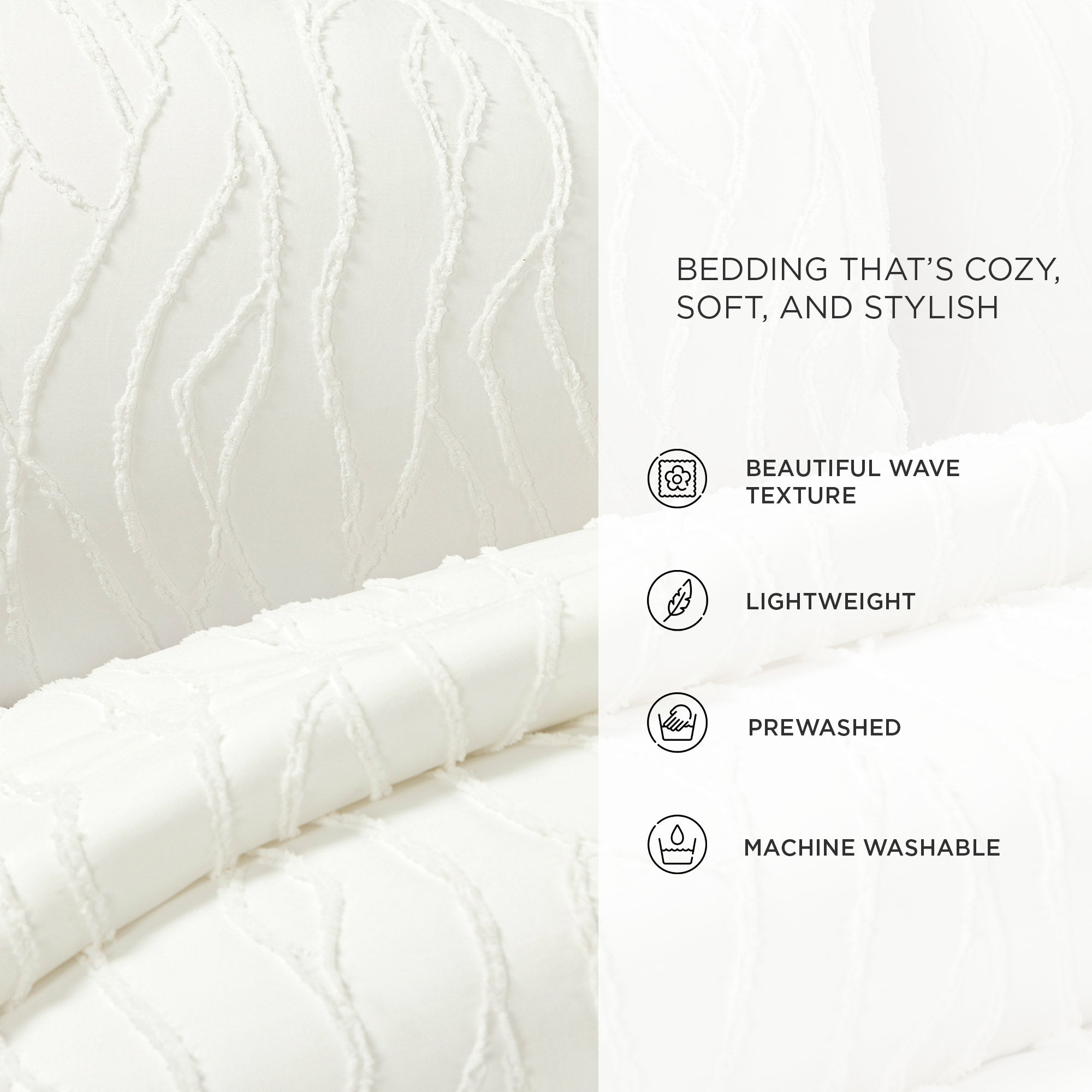 Jacquard Wave 3-Piece Comforter Set - Queen Size Bedding with Matching Pillow Shams - Luxury Soft Microfiber for Cozy Bedroom Decor & Guest Room Essentials