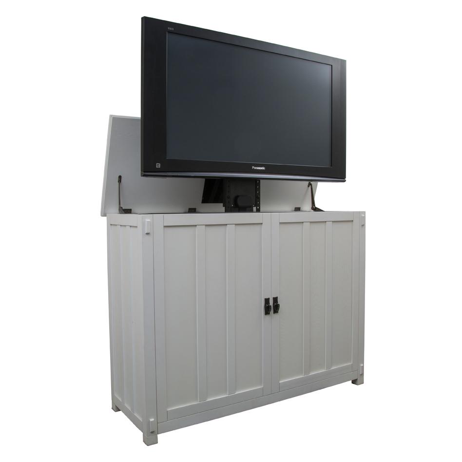 Elevate 72013 White Mission Style Smart TV Lift Cabinet for 50 Inch Flat Screen TVs - Perfect for Living Room, Home Theater & Office Entertainment Setup