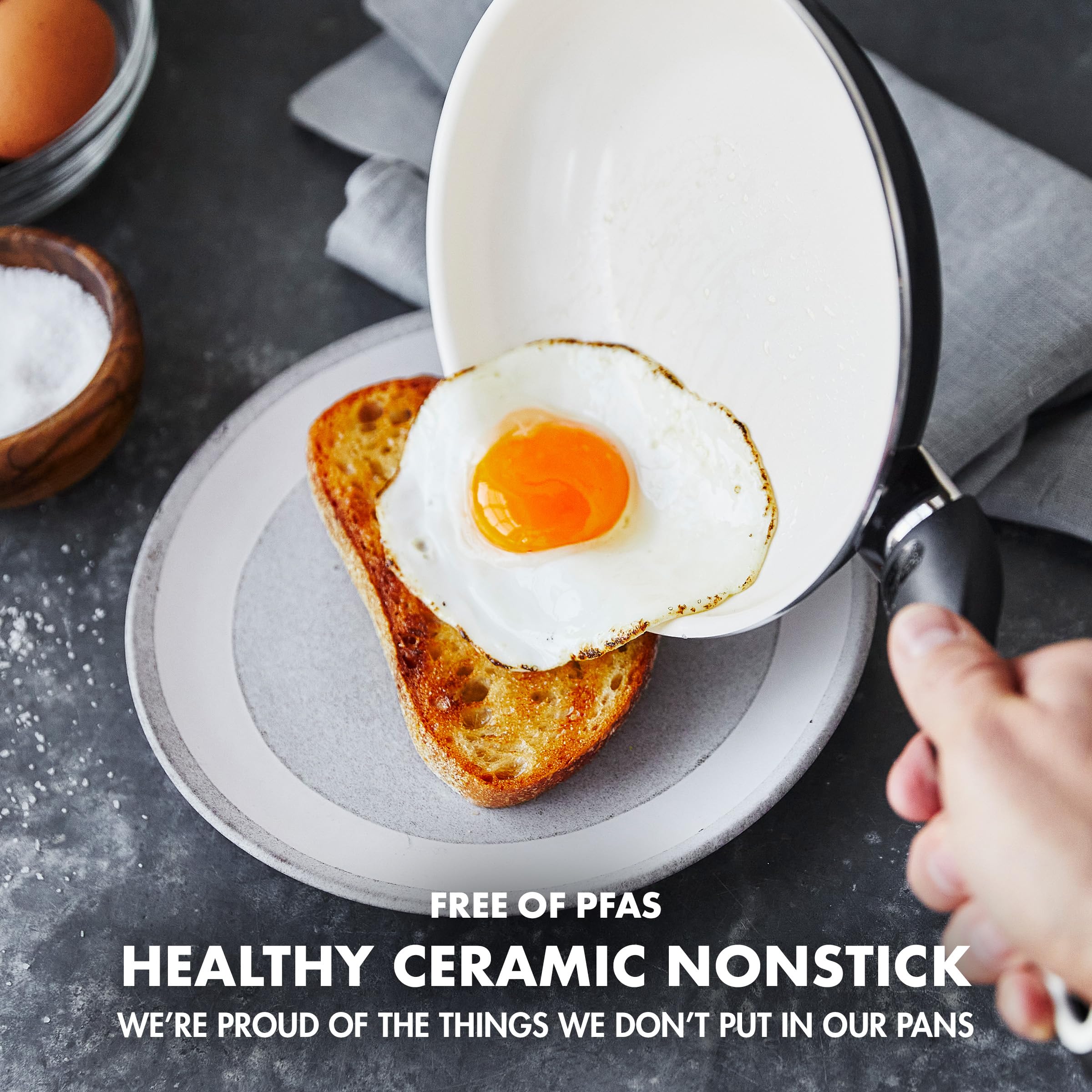 GreenPan Rio 16-Piece Nonstick Cookware Set - PFAS-Free Ceramic Coating, Hard Anodized, Bakelite Handles - Includes Fry Pans, Saucepan, Saute Pan & Stock Pot - Dishwasher Safe & Oven Safe to 600°F - Perfect for Healthy Cooking, Frying, Boiling & Meal Prep in Modern Kitchens