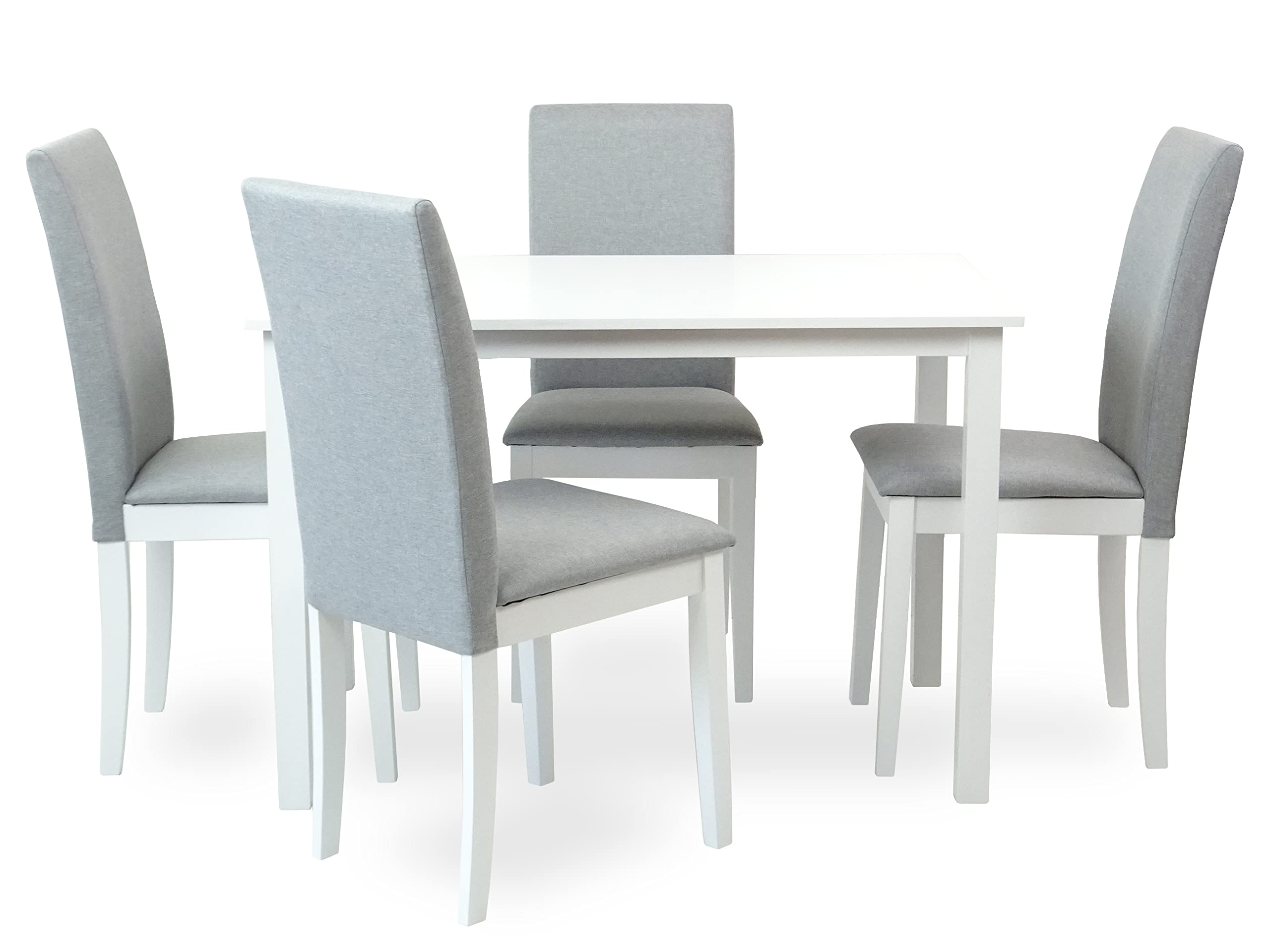 4-Piece Classic White Solid Wood Dining Chairs with Padded Seats - Fallabella Side Chairs for Kitchen, Dining Room & Home Decor