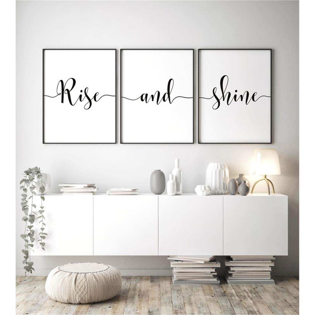 3-Piece Canvas Wall Art - Rise and Shine Framed Posters, Ready to Hang Paintings for Bedroom & Living Room Decor | Motivational Home Office & Dorm Room Wall Decor