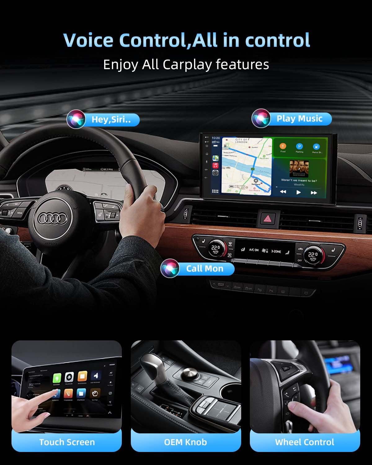 2025 Upgraded Mini Wireless CarPlay Adapter for Apple iPhone - Plug & Play for Cars Since 2016 | iOS 10+ Compatible | No Delay | Black | Perfect for Commuting & Road Trips