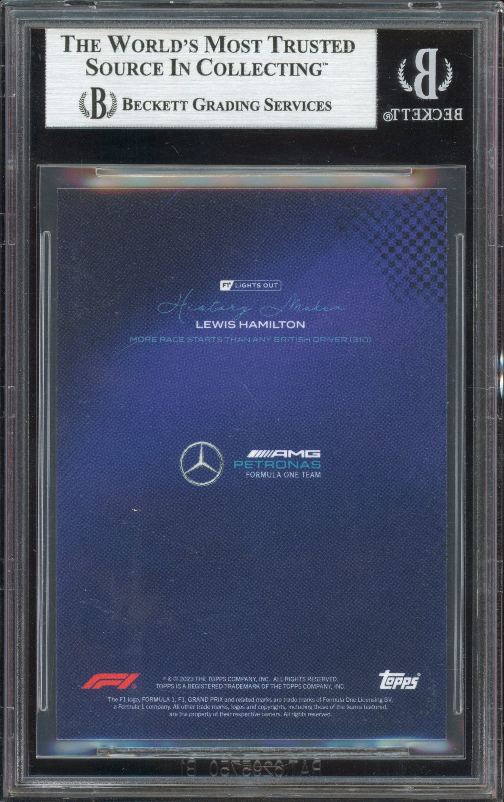 BSG 8/15 Lewis Hamilton History Maker Purple 2022 Topps Lights Out F1 Formula 1 Trading Card - Perfect for F1 Collectors, Sports Memorabilia Enthusiasts & Hamilton Fans