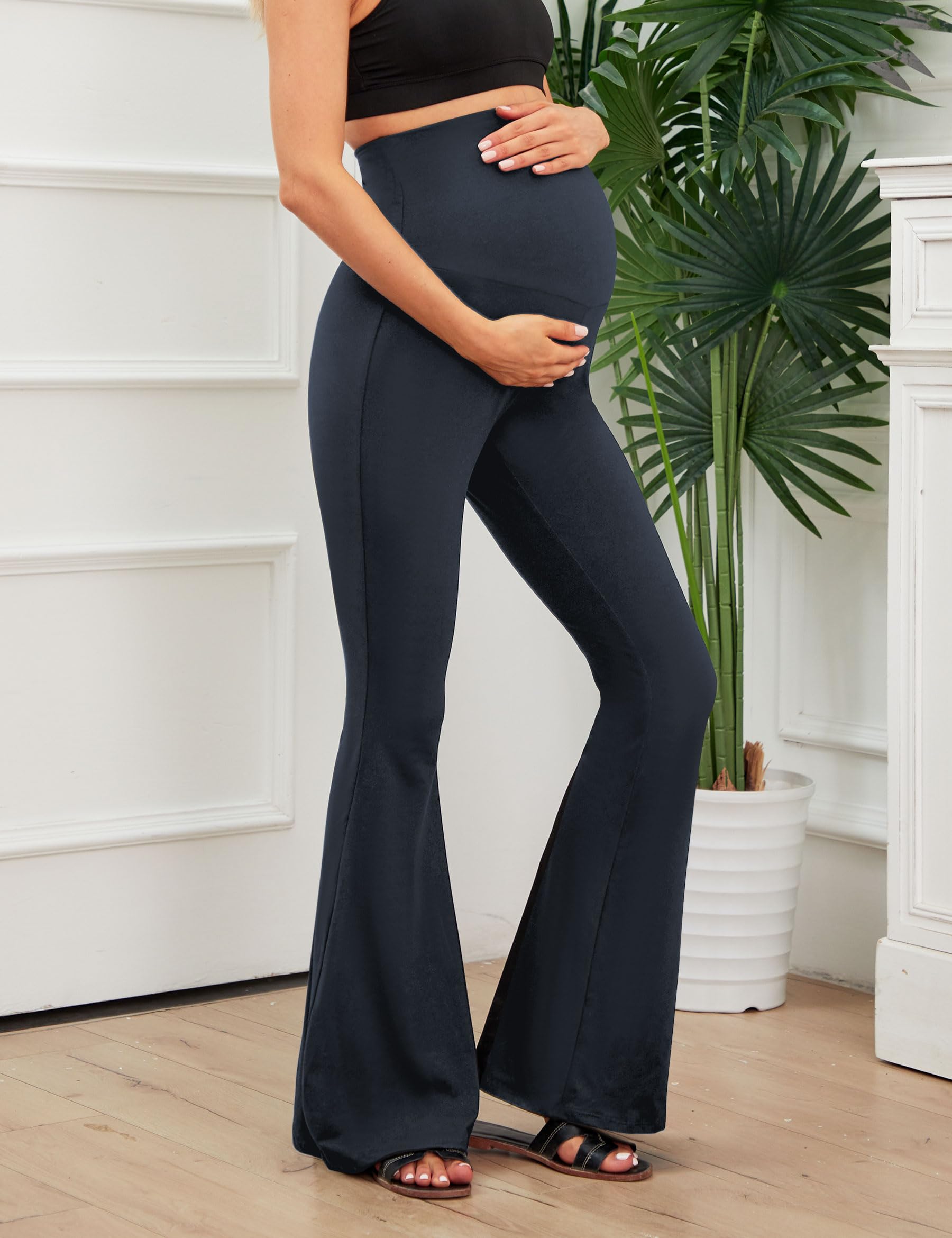 Peauty Maternity Flare Leggings - Buttery Soft Over The Belly High Waisted Yoga Pants for Pregnancy Comfort | Perfect for Casual Wear, Prenatal Yoga & Everyday Maternity Outfits
