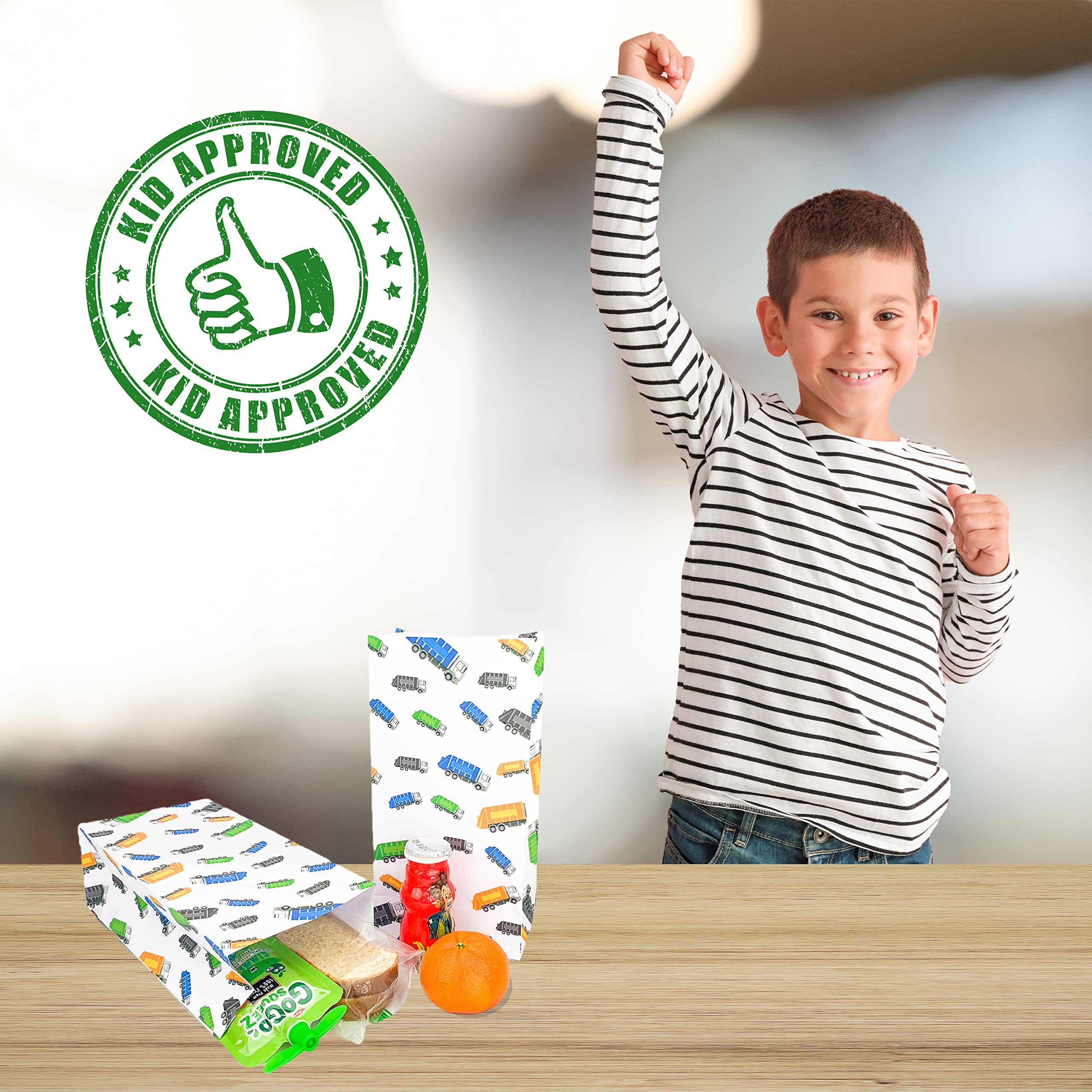 Finds Fit 4U Garbage Truck Themed Party Favor Bags - Bulk Pack for Kids Birthday Parties, School Lunches & Trash Truck Events | Durable Reusable Gift Bags for Boys & Girls | Perfect for Themed Decorations, Goodie Bags & Party Supplies