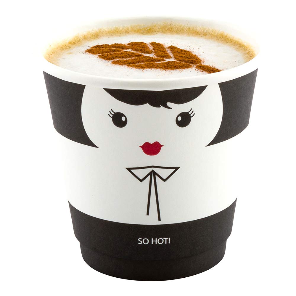 8oz Disposable Paper Coffee Cups - Leakproof & Recyclable Black/White Hot Drink Cups with Matching Lids (Sold Separately) - Perfect for Coffee Shops, Offices, and Catering Events