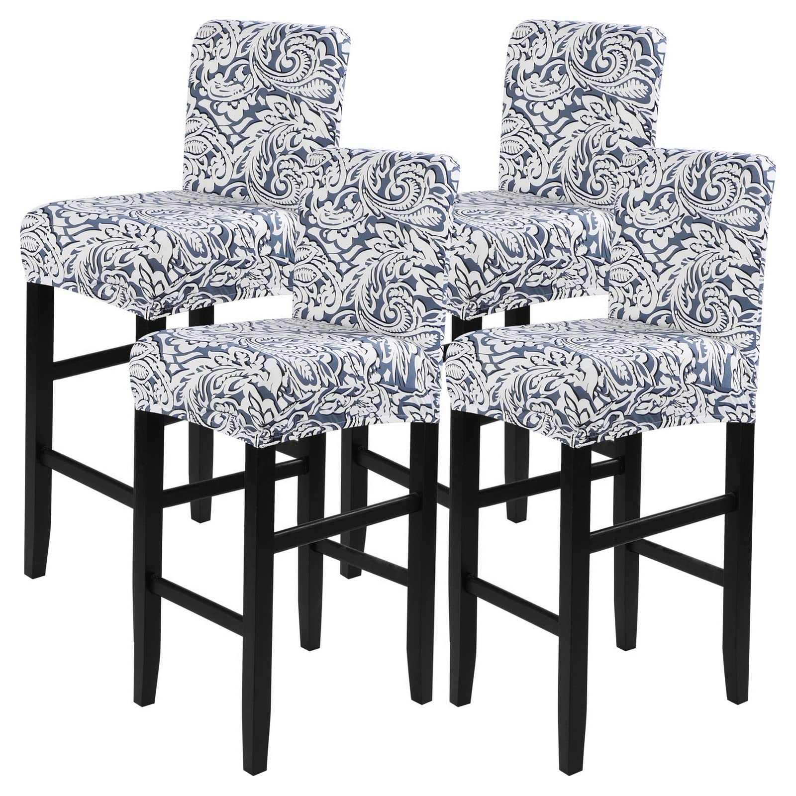 Stretch Washable Bar Stool Covers Set of 4 - Counter Height Kitchen Dining Chair Slipcovers for Home & Cafe - Floral Pattern - Perfect for Kitchen Islands, Breakfast Bars & Restaurant Seating