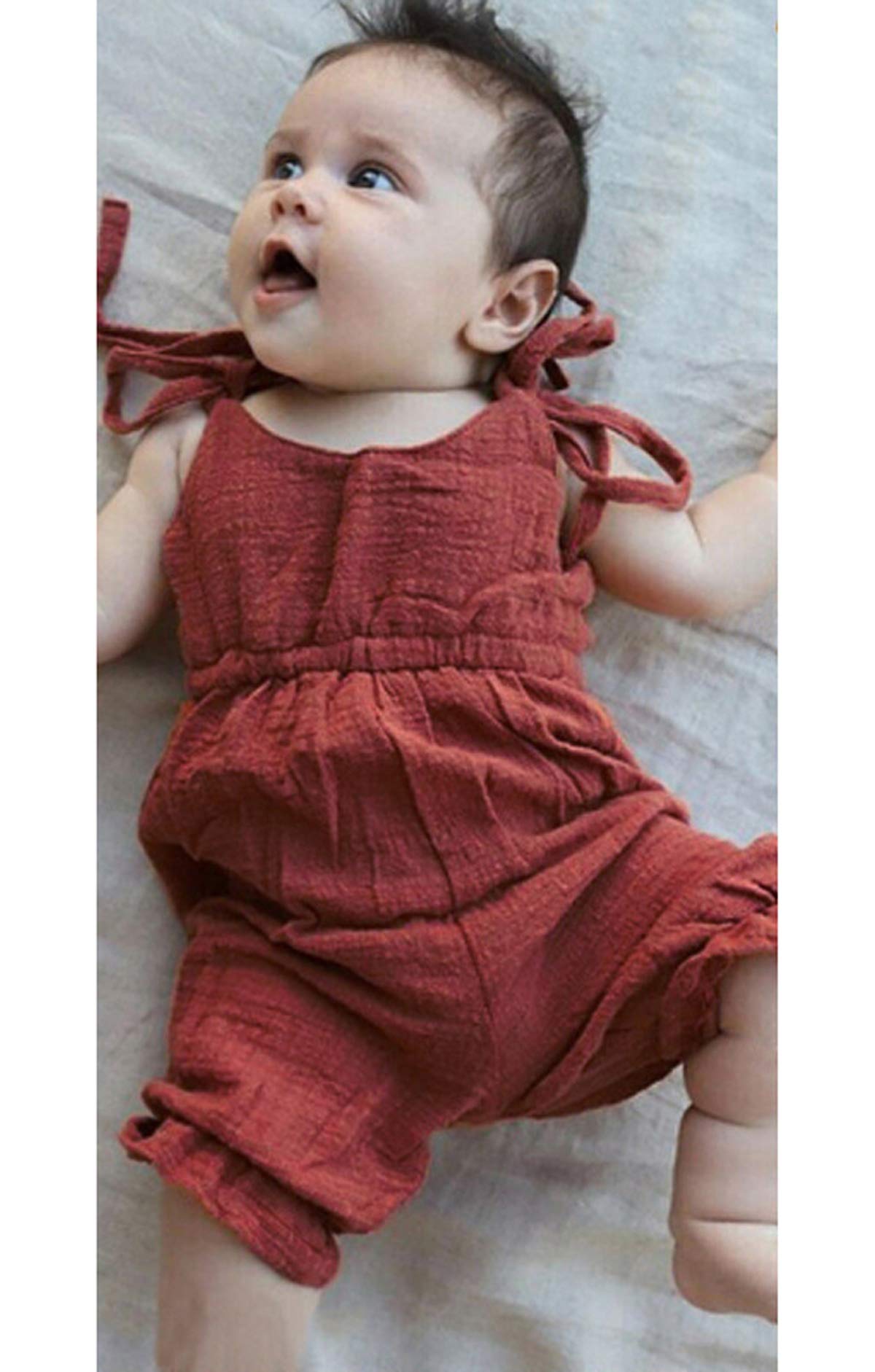 Adorable Summer Baby Girl Romper - Sleeveless Adjustable Strap Jumpsuit for Newborns & Infants | Perfect for Playtime, Beach Outings & Family Photos