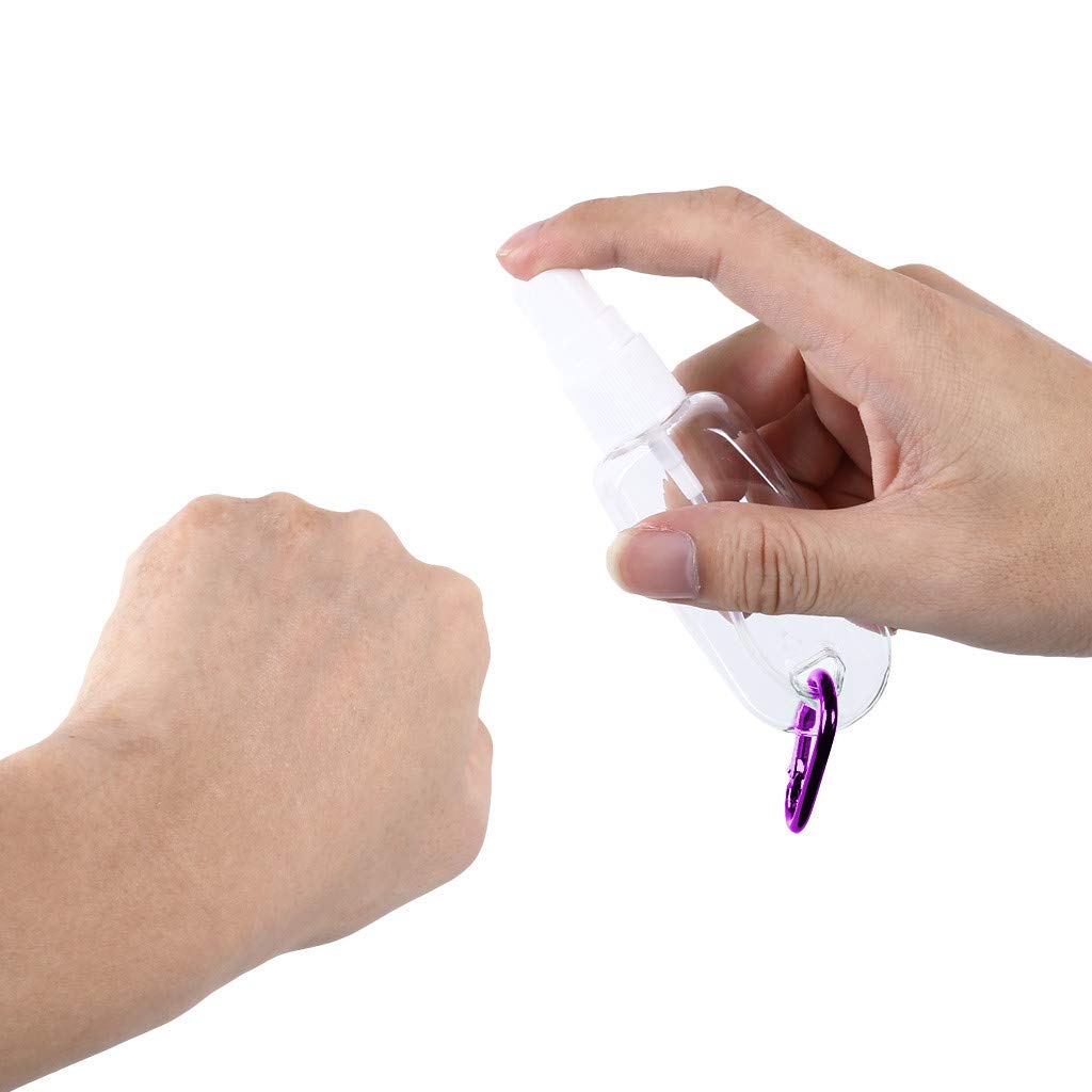 10PCS 50ml Leakproof Travel Spray Bottles - Clear Plastic Keychain Squeeze Containers for Hand Sanitizer, Cosmetics & Toiletries - Spiral Seal Design, Perfect for Gym, Travel & Daily Essentials Storage