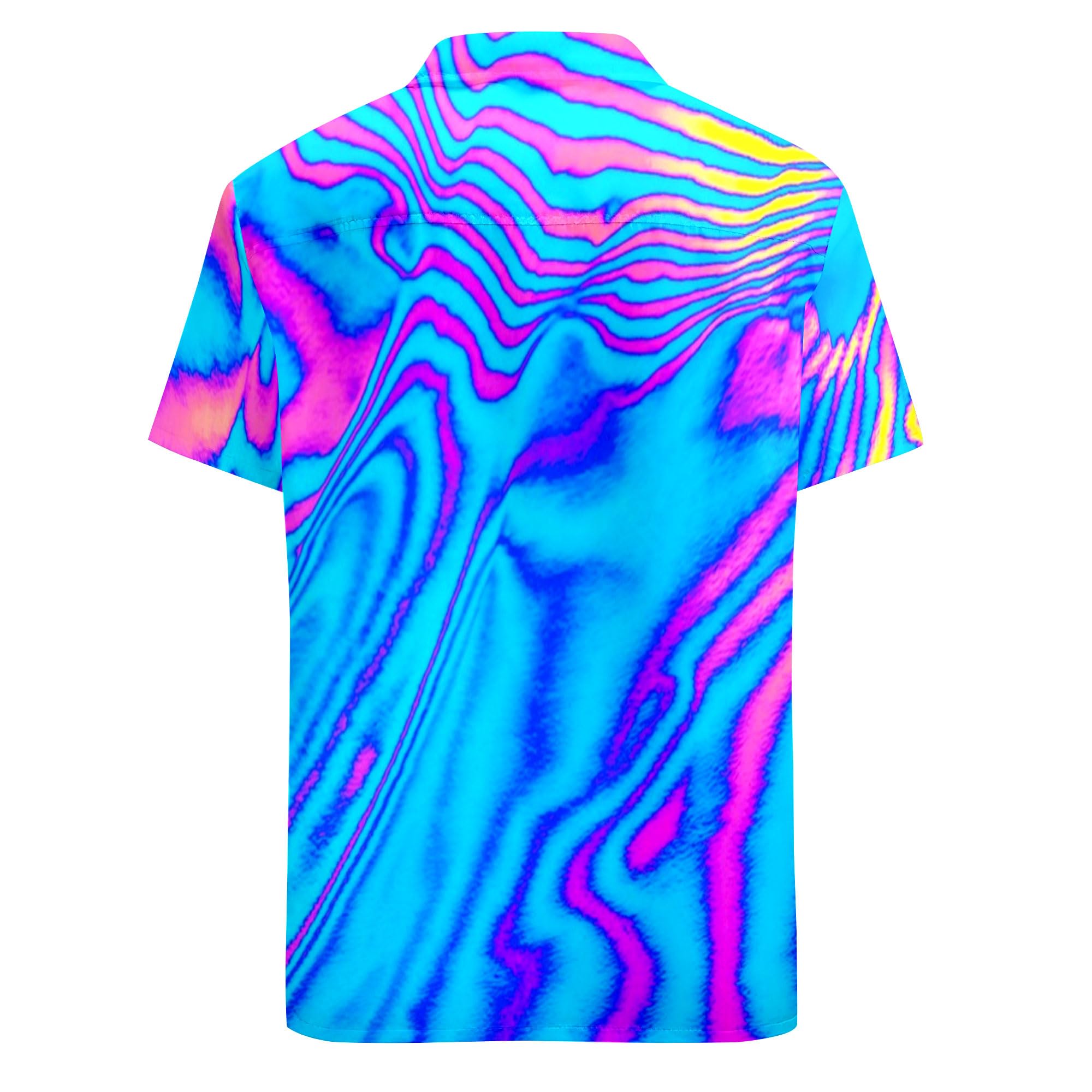 Men's Neon Button-Up Hawaiian Shirts - Vibrant Beach Shirts for Summer & Casual Wear | Perfect for Beach Parties, Vacations & Outdoor Events