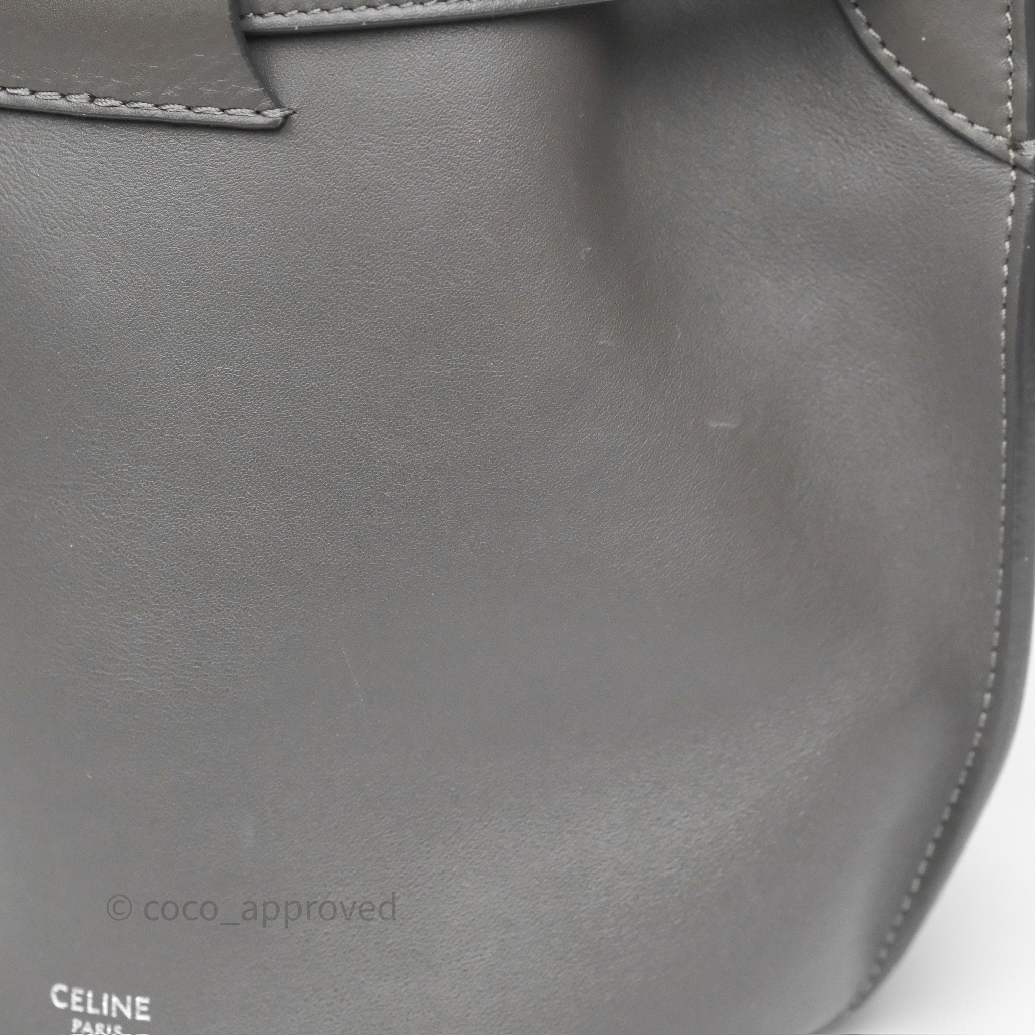 Celine Nano Bucket Bag in Grey Smooth Calfskin Leather - Women's Luxury Shoulder Handbag for Work, Travel & Everyday Use