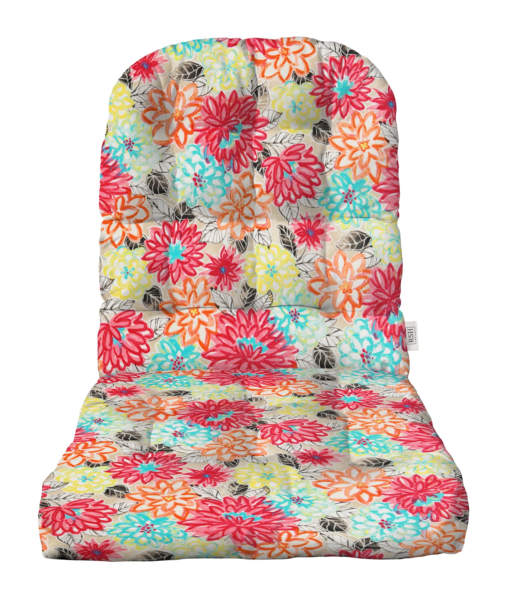 RSH Decor: Tufted Adirondack Chair Cushion 42.5” x 21” - All-Weather Spun Fabric - Waterproof & Fade-Resistant Outdoor Patio Furniture Cushion - Artistic Floral Design - Perfect for Garden, Deck, Poolside & Backyard Relaxation