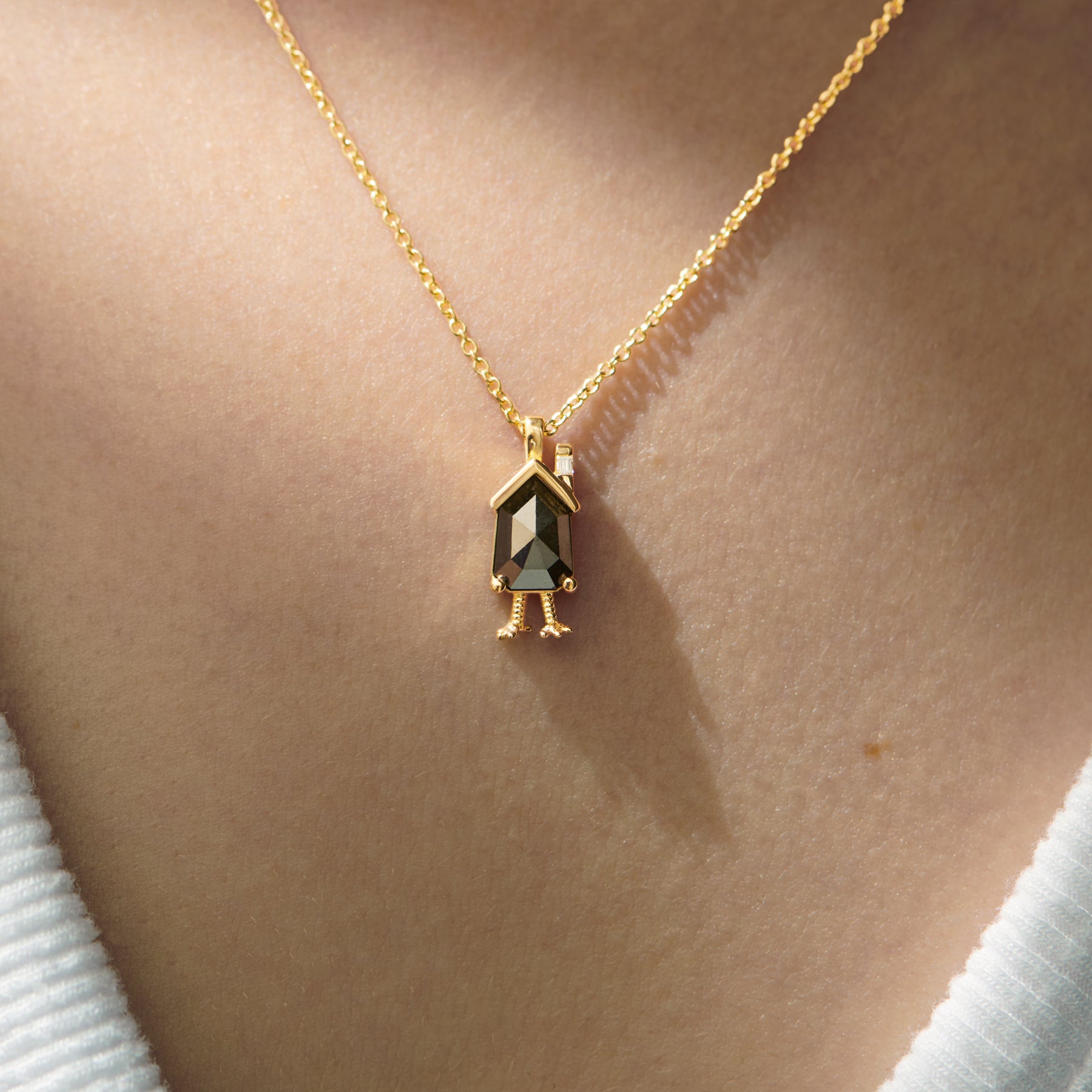 Baba Yaga Bullet Rose Cut Diamond Necklace - Elegant 14K Gold Pendant for Women | Perfect Gift for Anniversary, Valentine's Day & Special Occasions
