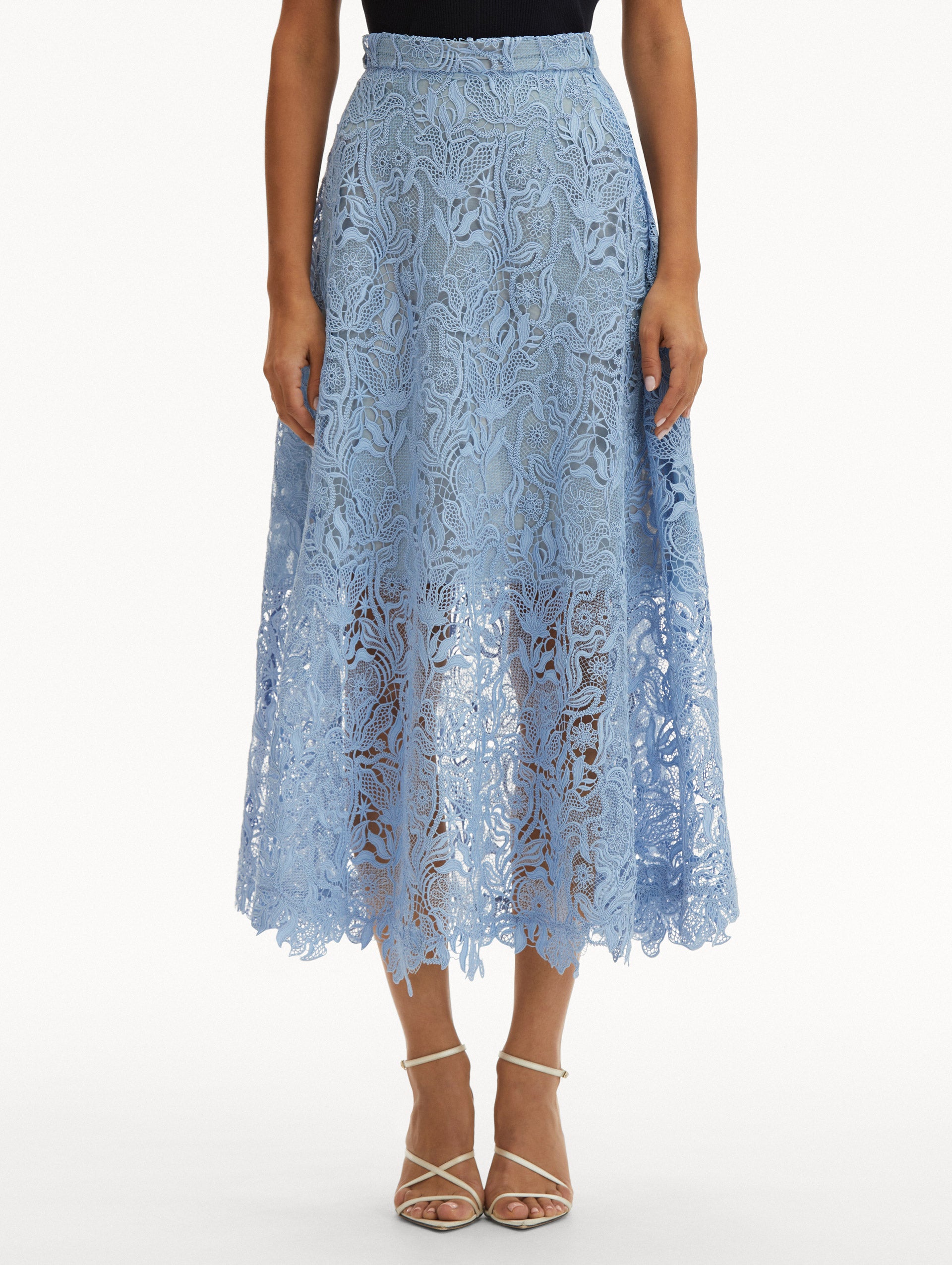 Bellflower Guipure Lace Skirt for Women - Elegant Floral Embroidery Midi Skirt | Perfect for Weddings, Parties & Summer Outfits