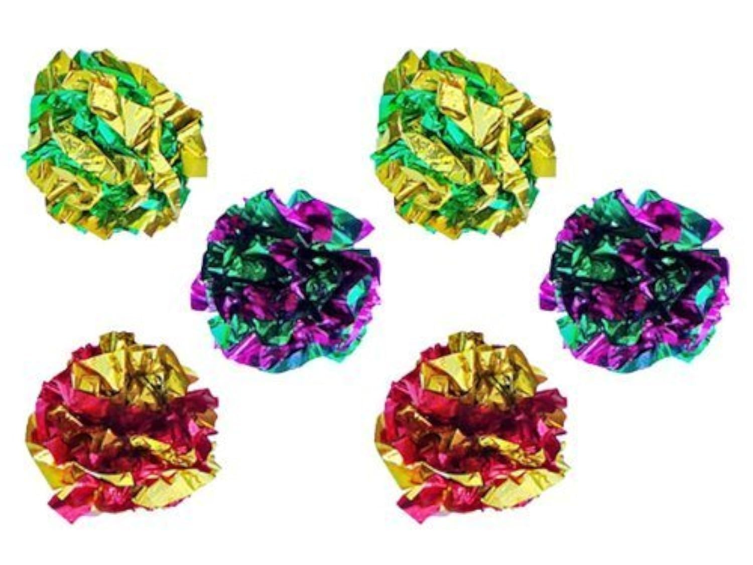 Interactive Mylar Crinkle Balls Cat Toys - 6 Pack Soft Crinkle Pet Toys for Kittens & Adult Cats - Perfect for Exercise, Play & Weight Management - Great for Indoor Playtime & Stimulating Natural Hunting Instincts