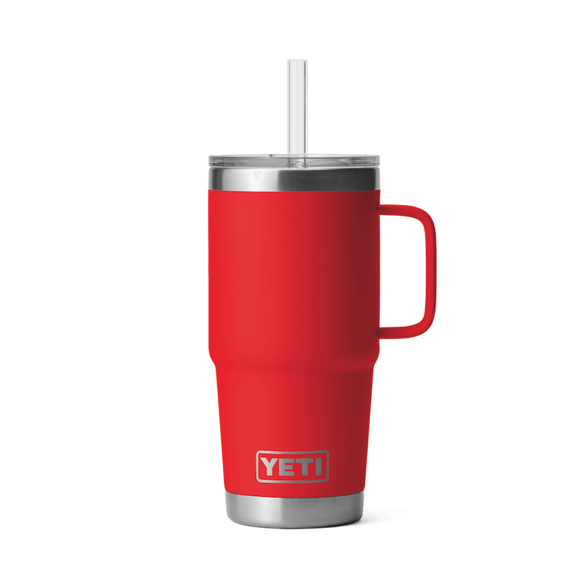 Yeti Rambler® 25 oz Stainless Steel Insulated Mug with Straw Lid - Rescue Red | Keeps Drinks Cold/Hot for Hours | Perfect for Camping, Hiking & Outdoor Adventures