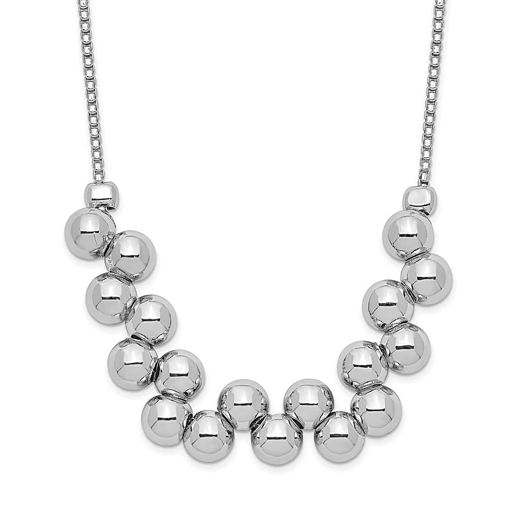 925 Sterling Silver Offset Beads Chain Necklace with Pendant Charm Bead - Elegant Fine Jewelry for Women | Perfect Gift for Her, Birthday, Anniversary & Special Occasions