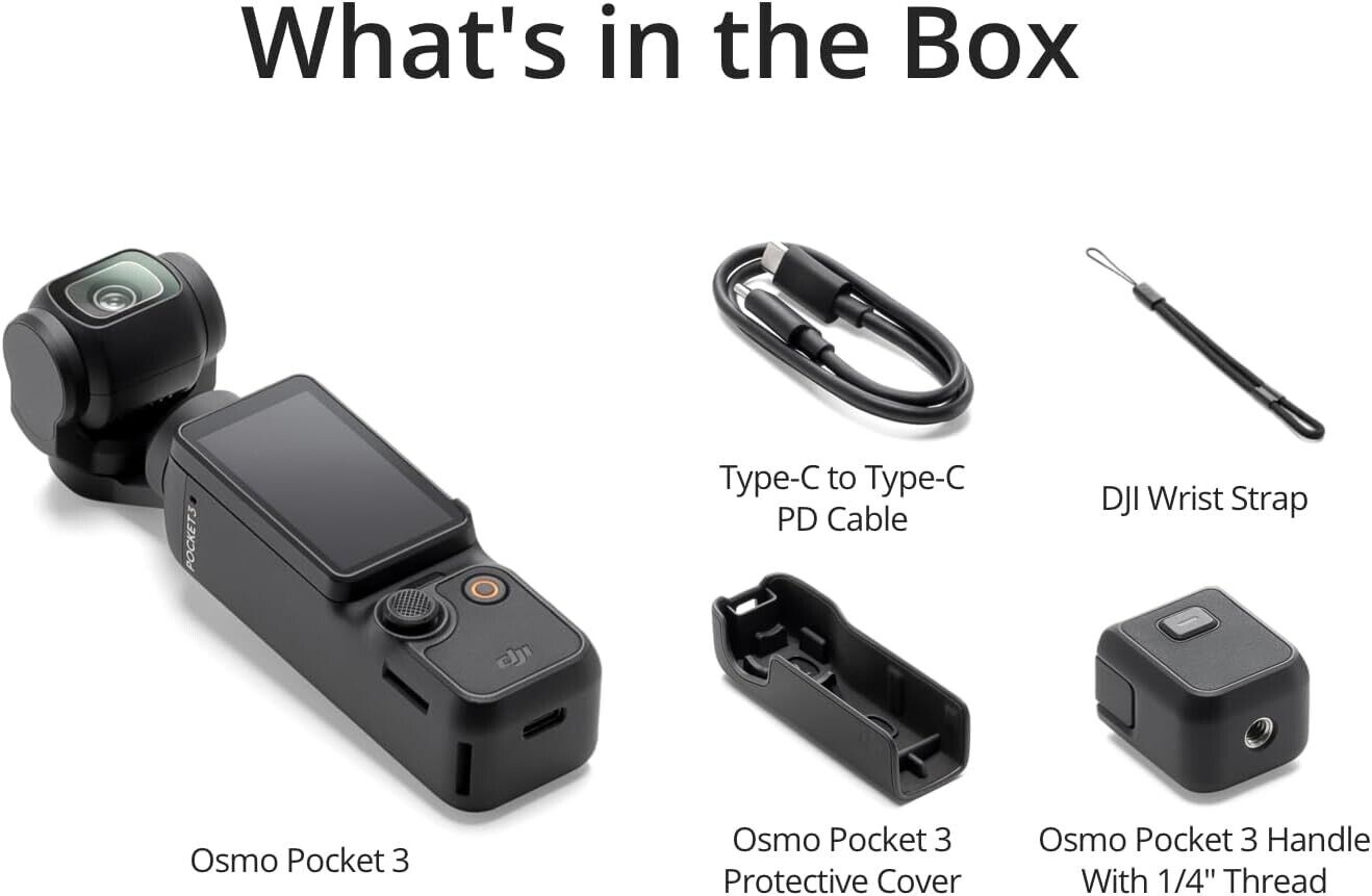 DJI Osmo Pocket 3 - 4K Handheld Gimbal Camera with 1-Inch CMOS Sensor, 3-Axis Stabilization & 2-Inch Rotatable Touchscreen - Perfect for Vlogging, Travel Videos & Content Creation