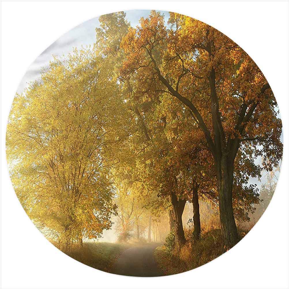LCGGDB Fall Flannel Throw Blanket - Autumn Morning Scenic Wrap Blanket - Soft Round Blanket for Adults & Kids (39 Inches) - Cozy for Couch, Bed & Outdoor Picnics