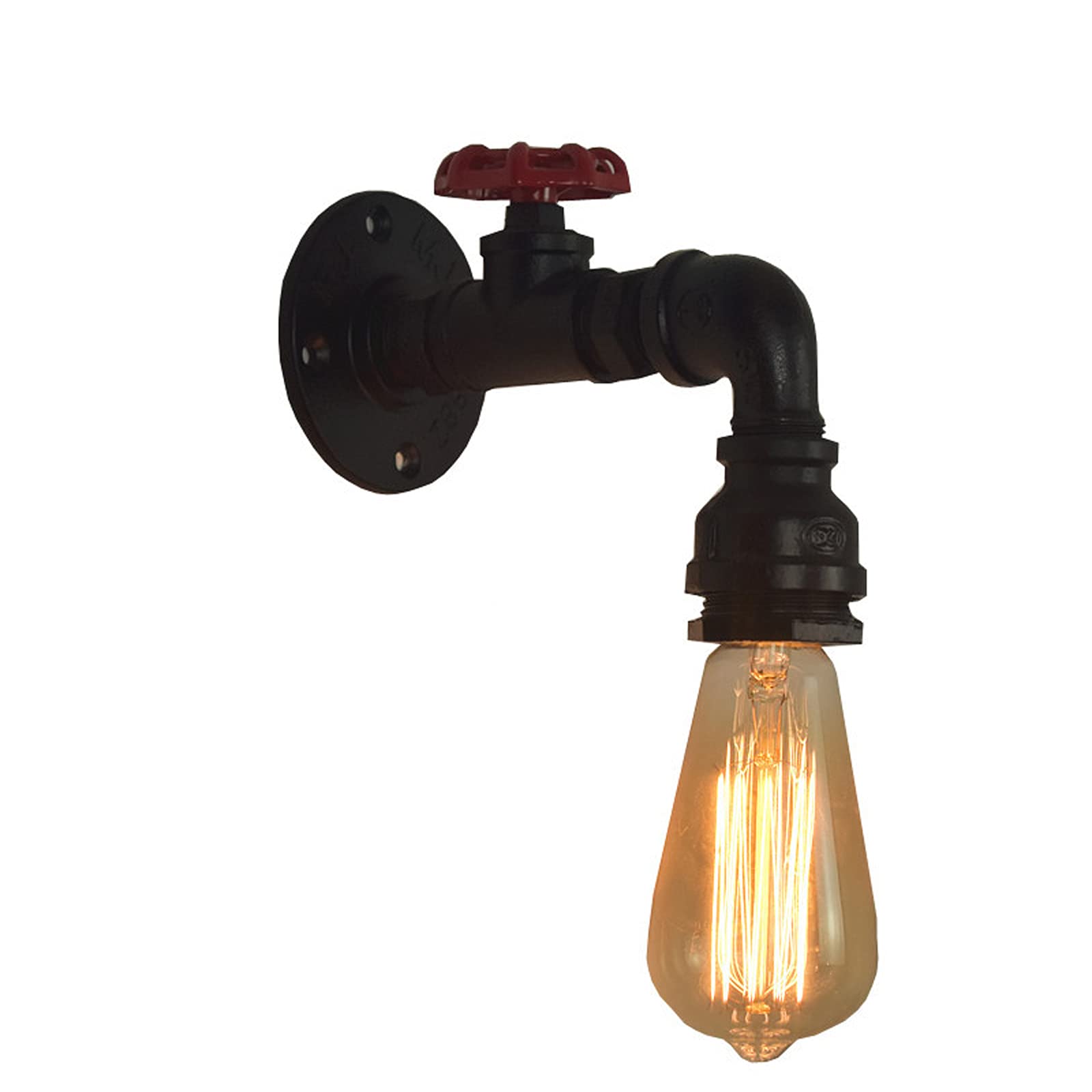 Vintage Industrial Wall Sconce - Retro American Style Pipe Wall Lamp for Restaurant, Bar & Loft Decor - Wrought Iron Water Pipe Design - Perfect for Aisle, Hallway & Home Office Lighting