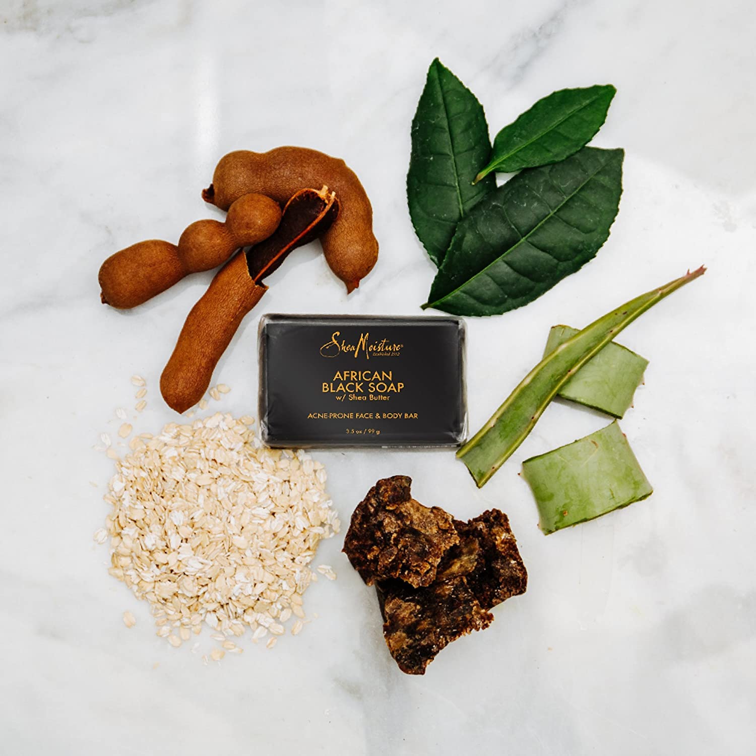 SheaMoisture African Black Soap with Shea Butter - Natural Face & Body Wash for Acne Prone Skin - Authentic African Black Soap Bar - Deep Cleansing & Moisturizing - Perfect for Daily Skincare Routine (6 Pack, 3.5 Oz Each)