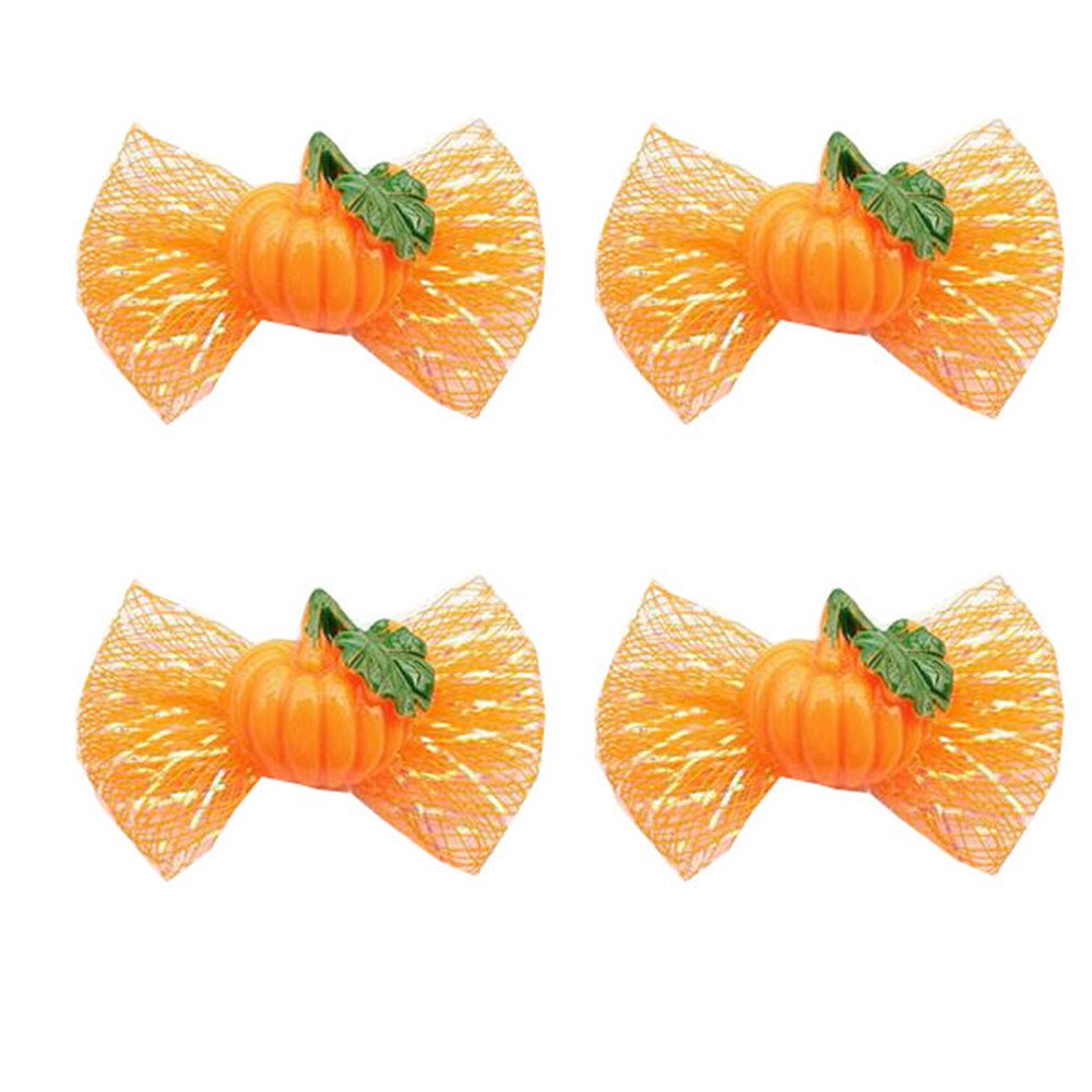 20pcs Dog Hair Bows for Halloween & Thanksgiving - Pumpkin Pet Accessories for Autumn Parties