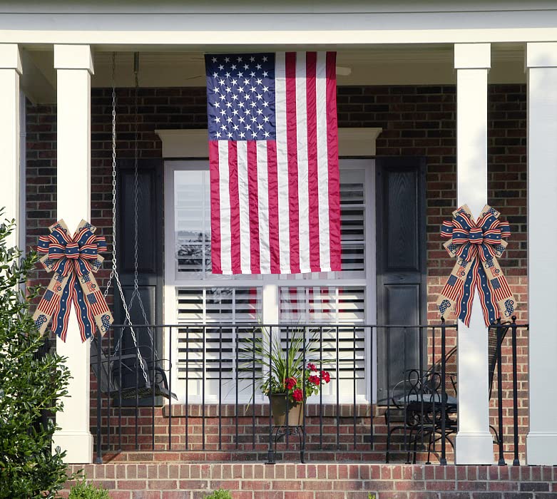 Large Patriotic Bows for Wreaths - American Flag Decor for 4th July & Memorial Day
