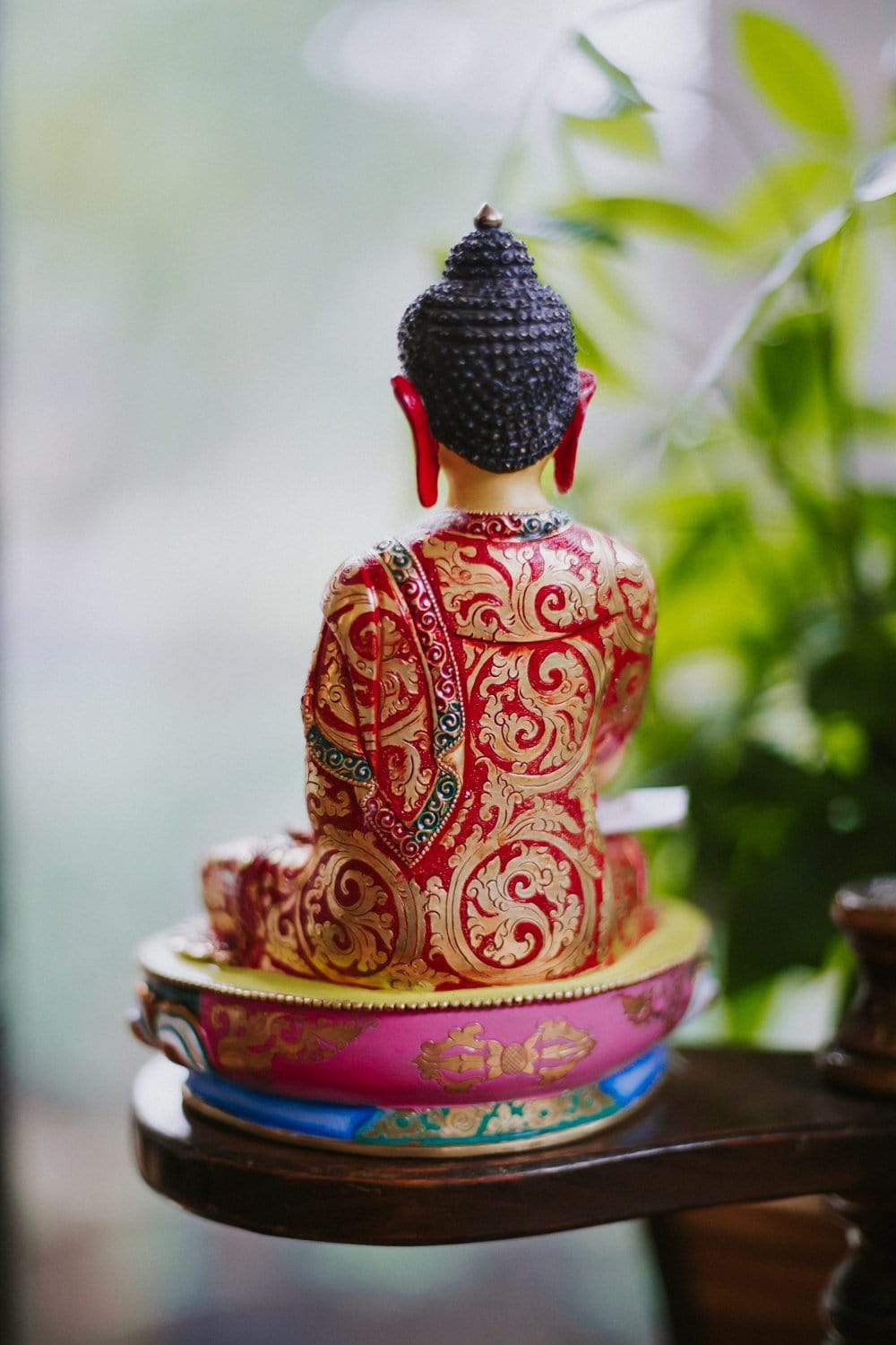 Hand Painted Shakyamuni Buddha Statue - Exquisite Wooden Meditation Buddha Sculpture for Home Altar, Yoga Studio & Spiritual Decor