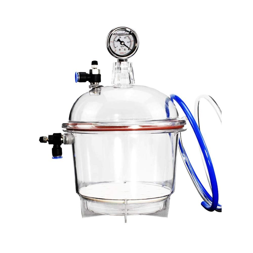 150MM Polycarbonate Vacuum Dryer for Laboratory Use - High-Quality Dessicator with Double Valve & Pressure Gauge - Ideal for Chemical Storage, Moisture-Sensitive Materials & Vacuum Drying (150MM Inner Diameter)