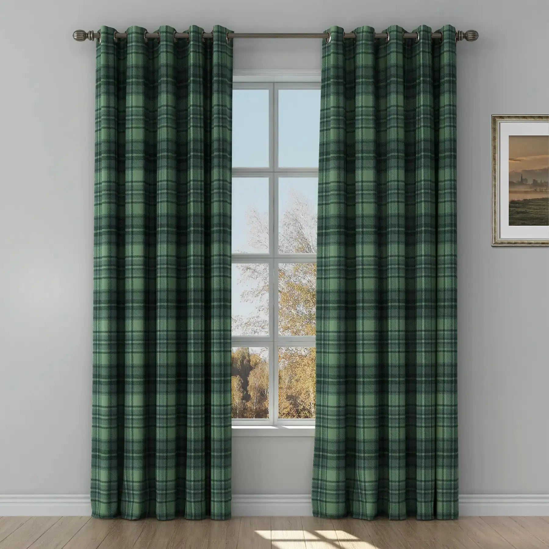 Sara Le Print Linen Drapery Grommet Curtains - Elegant Window Treatments for Living Room & Bedroom - Home Decor Blackout Drapes for Privacy & Light Control