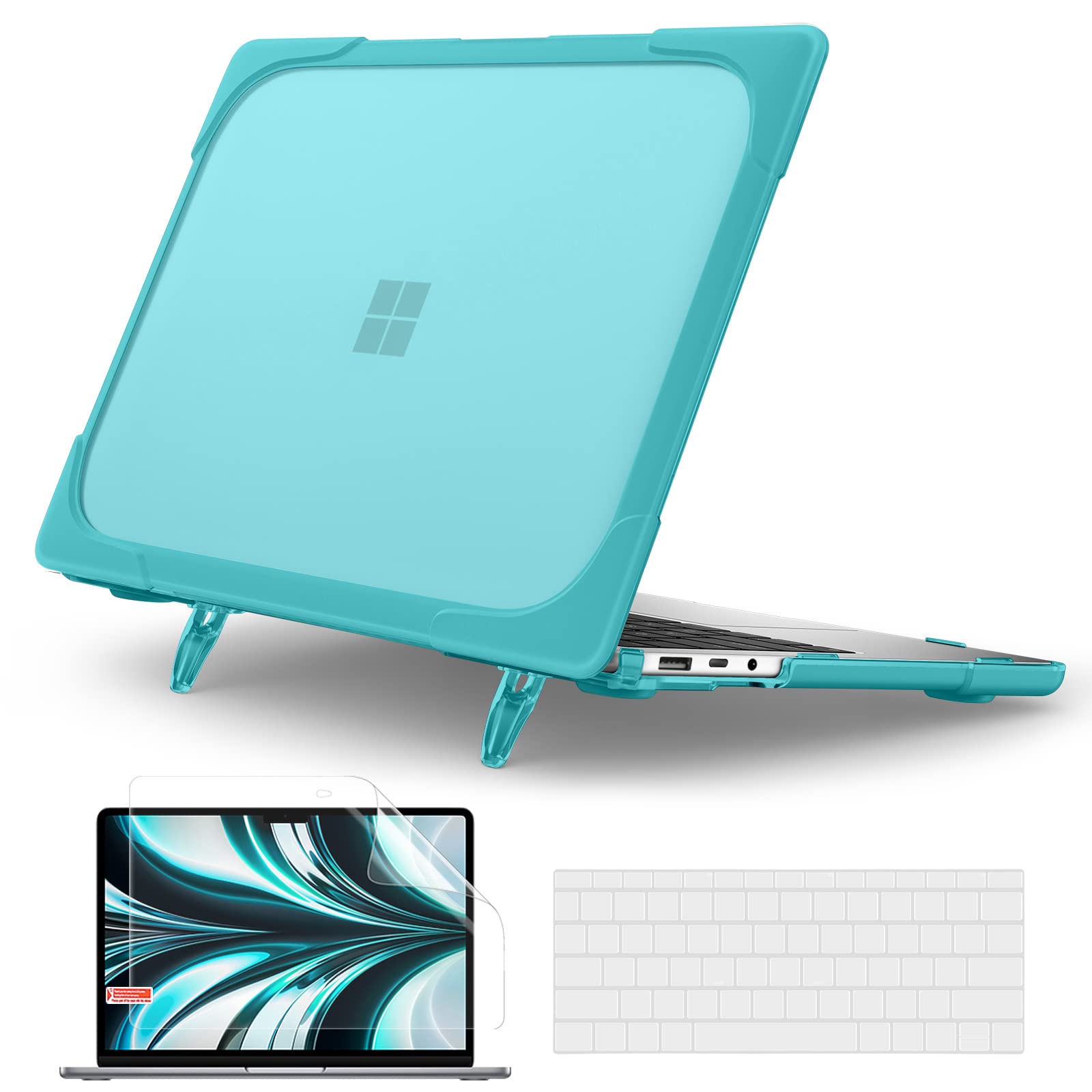 Batianda Shockproof Protective Case for 12.4 Inch Microsoft Surface Laptop Go 2 & Go 3, Durable Cover with Foldable Kickstand & Keyboard Protection, Blue - Ideal for Travel, Work, and School