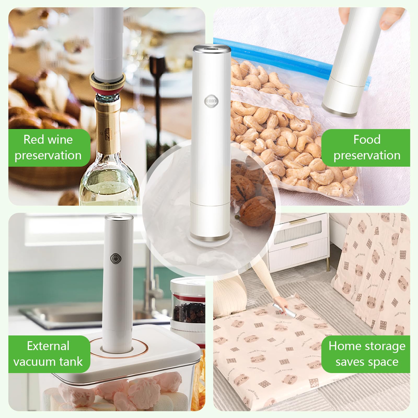 Portable Mini Vacuum Sealer for Food Preservation - 5 Reusable Bags for Home & Travel