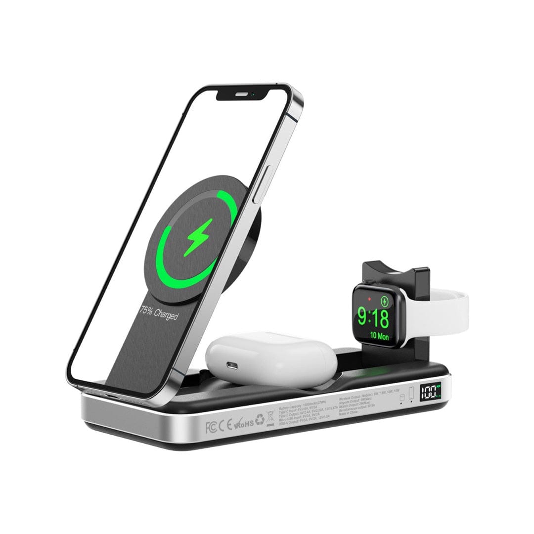 Urban PowerBuddy 5-in-1 Wireless MagSafe Power Bank 10000mAh - Portable Charger for iPhone 15/14/13, Samsung Galaxy, AirPods | Perfect for Travel, Work & Outdoor Adventures