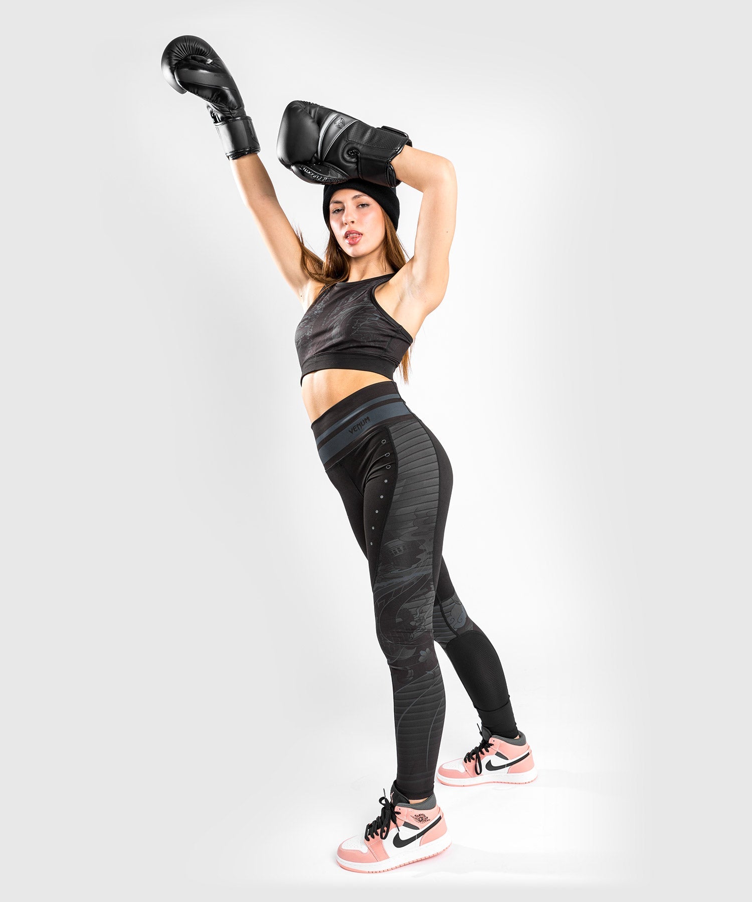 Venum YKZ21 Women's Sports Bra - Breathable High Support Workout Top for Running, Yoga & Gym - Black/Black