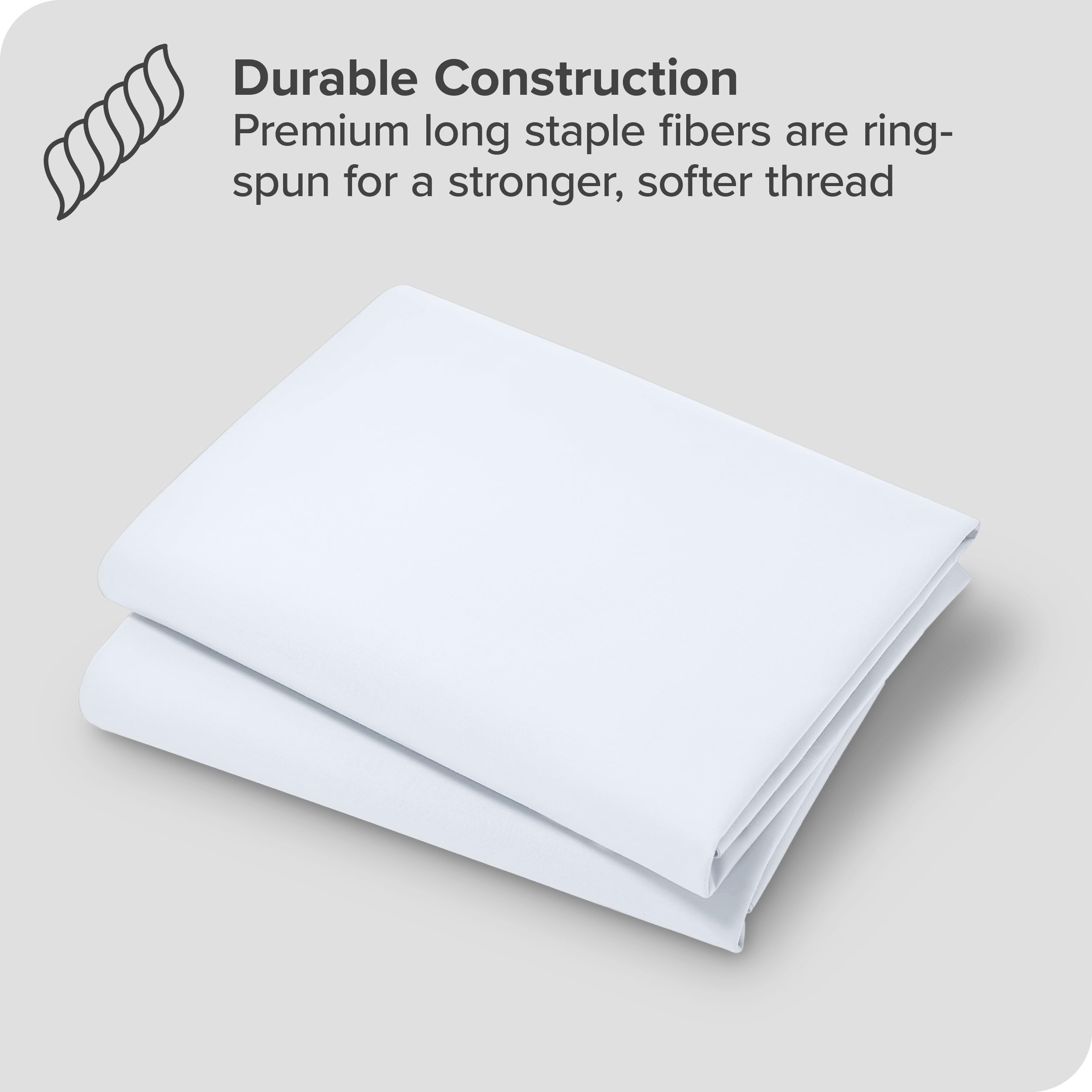 Bare Home 100% Organic Cotton Sateen King Size Pillowcase Set (Set of 2) - Ultra Soft & Breathable - Envelope Closure - White - Perfect for Luxury Bedding, Hotel-Style Comfort & Gift Giving