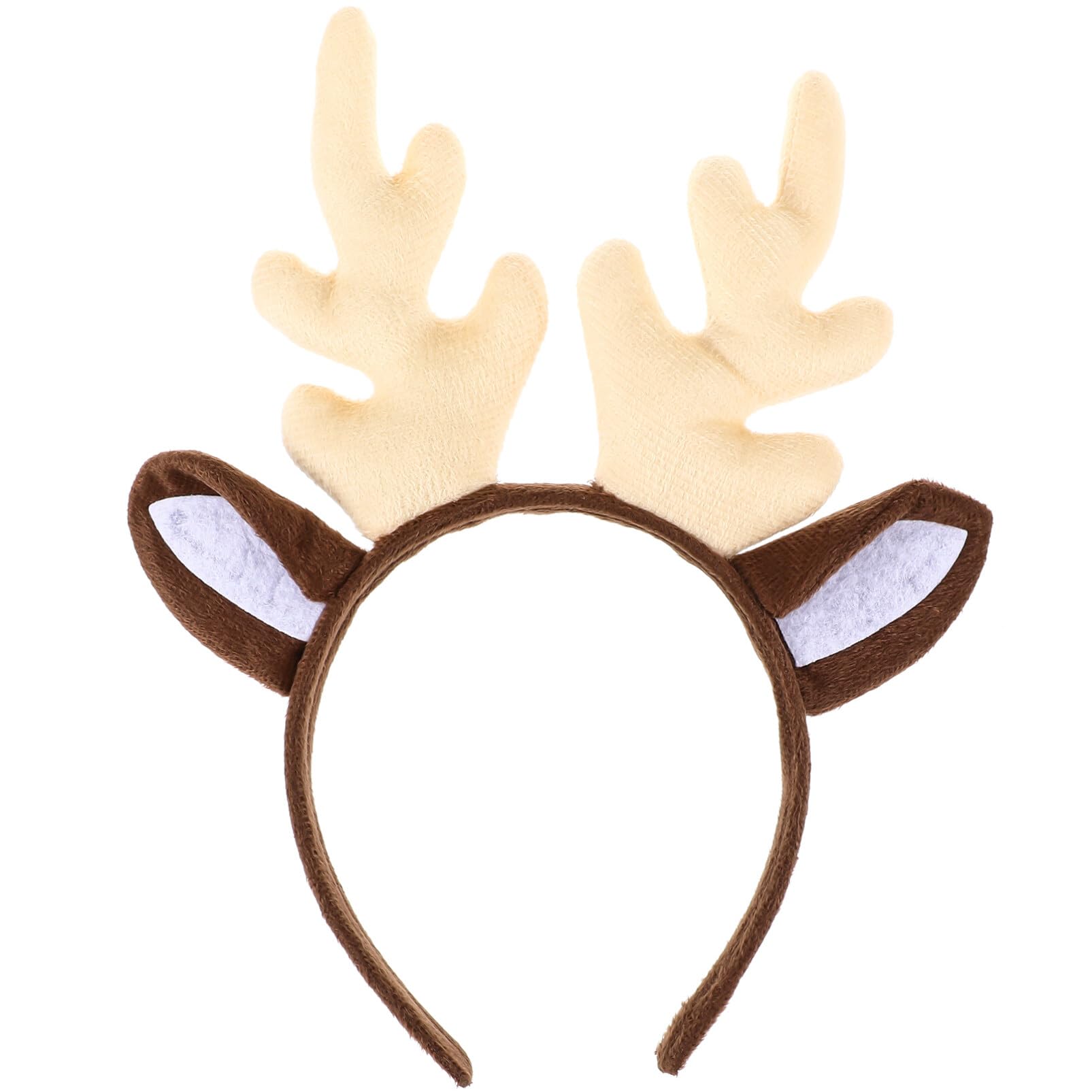 Reindeer Antler Headband - Christmas Elk Hair Hoop for Holiday Parties, Costume Events & Festive Celebrations (Milk White) | Perfect for Christmas, Birthday, Cosplay & Photo Shoots