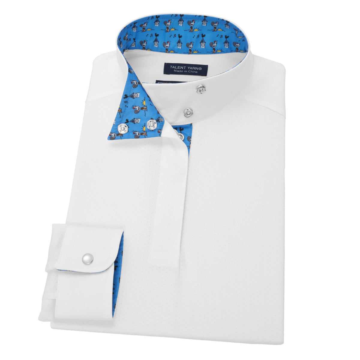 Essex Classics Girls Roosters Talent Yarn Wrap Collar Long Sleeve Show Shirt - Perfect for Dance Performances, School Plays, and Special Occasions