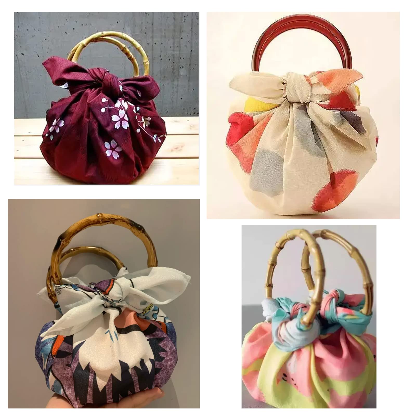 PH PandaHall Round Bag Handles 4-Pack - 5.9 Inch Decorative Purse Handles for Handmade Beach Bags, Macrame Market Totes & DIY Purse Handle Replacements - Perfect for Crafting, Sewing Projects & Bag Repair