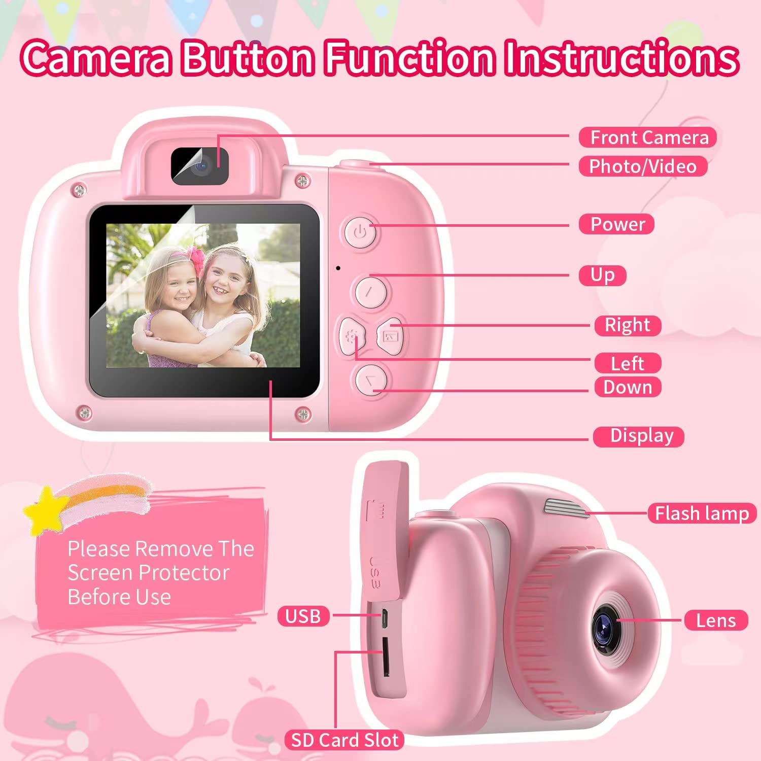 HAONIU 48MP Kids Digital Camera with 2.0