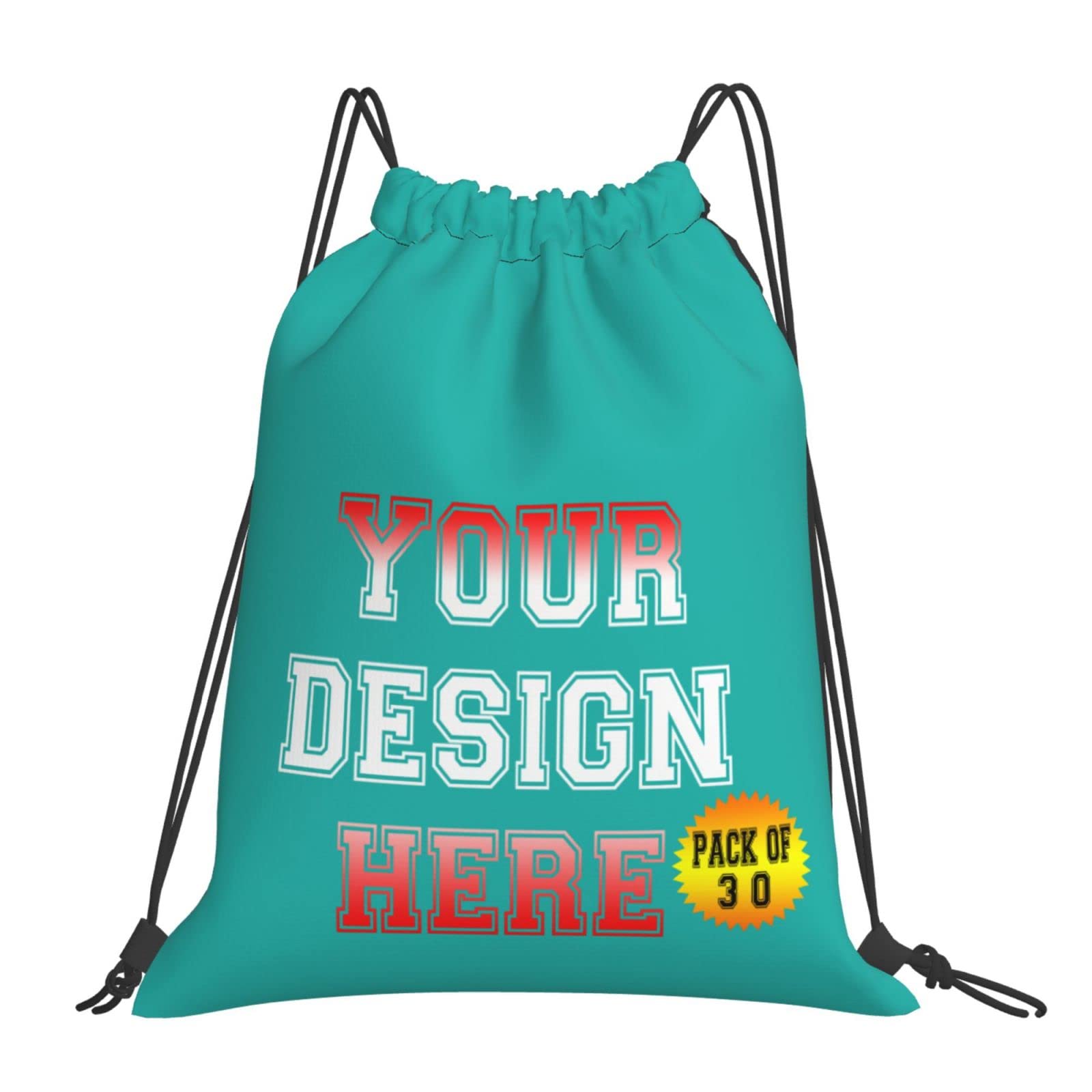 Custom Personalized Drawstring Backpacks 30-Pack - Add Your Text or Logo - Bulk Sports Bags for Team Events, School Activities & Promotional Giveaways