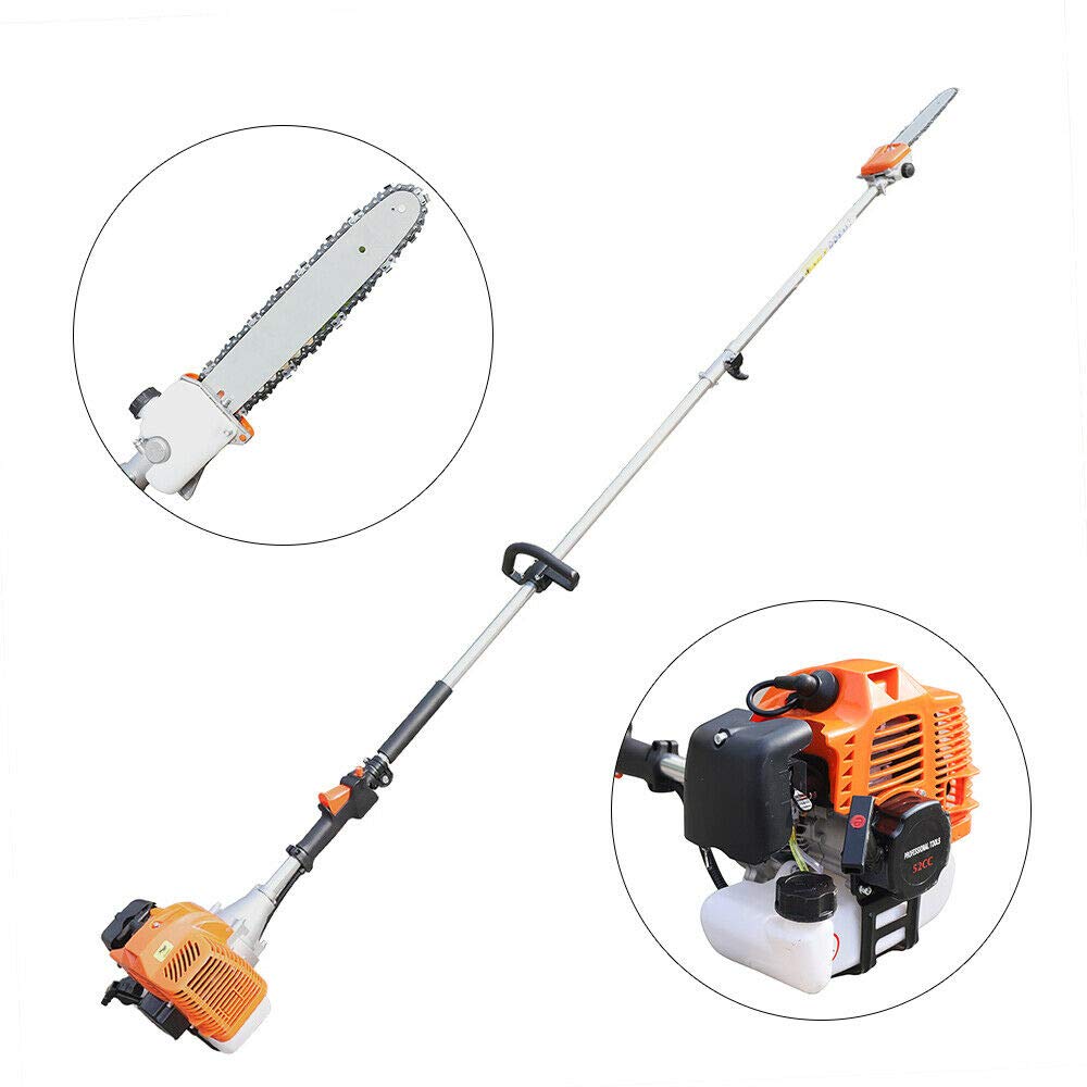 52CC 2 Stroke Gas Pole Chainsaw - 90.55 Inch Lightweight Cordless Tree Trimmer for High Branch Cutting, Pruning & Trimming | Single Cylinder Air-Cooled Chainsaw for Orchard, Garden & Yard Maintenance | Perfect for Landscaping, DIY Tree Care & Professional Use