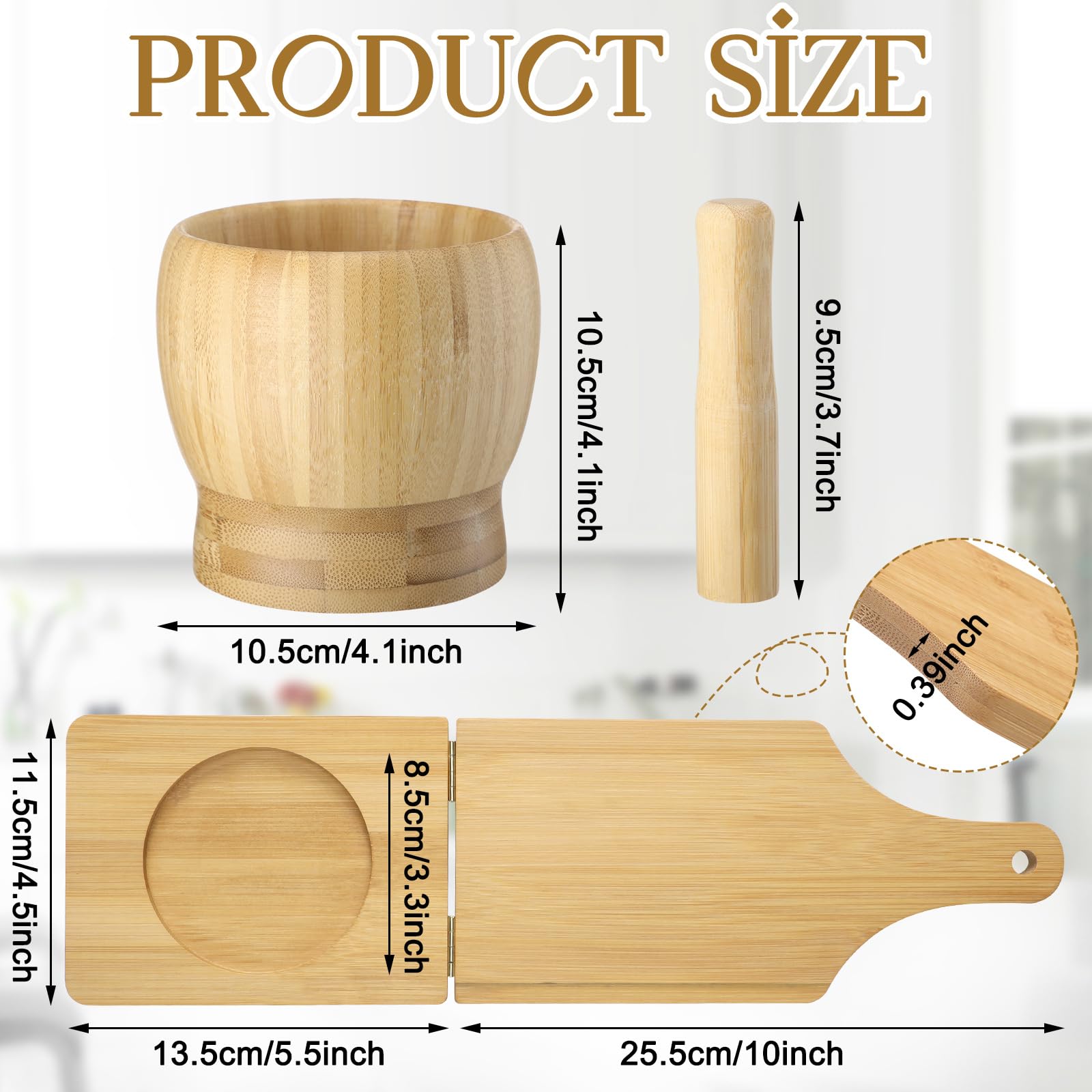 Jumbo Bamboo Mortar and Pestle Set - Natural Wood Tostonera & Plantain Press for Guacamole, Fried Bananas & Pepper Grinding - Perfect for Latin Cooking, Smashing Tostones & Making Fresh Salsas