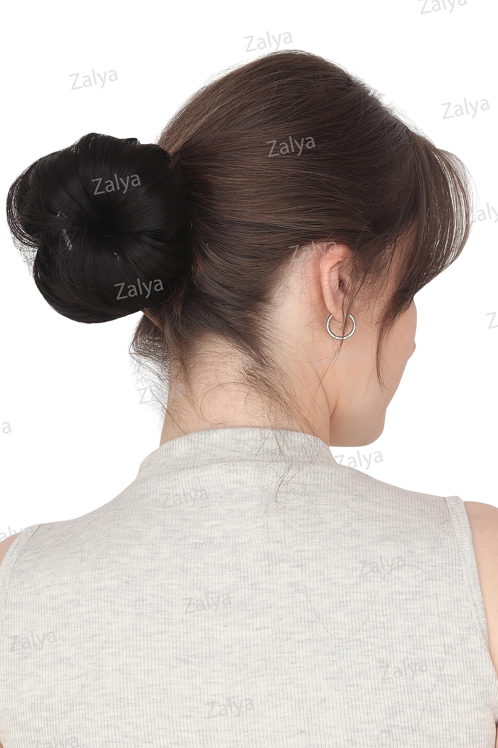 ZALYA Synthetic Artificial Juda Hair Clip with Clutcher - Black Medium Hair Accessories for Women (Pack of 1) - Perfect for Weddings, Parties & Everyday Styling