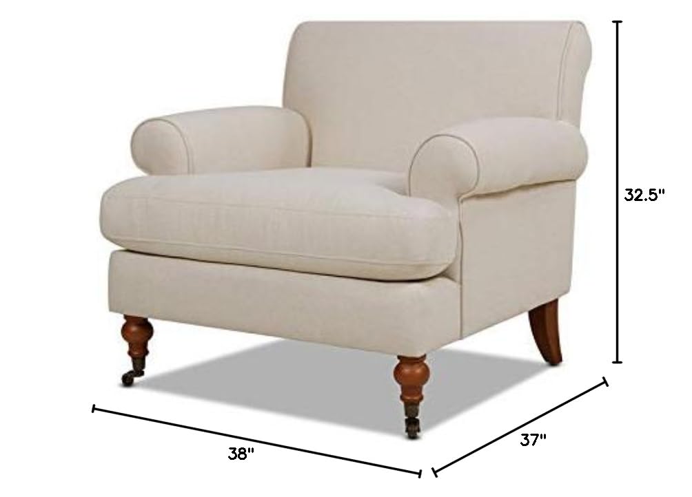 MAKLAINE Modern Solid Wood Accent Armchair in Sky Blue - Neutral Tone Living Room Seating for Home Office, Lounge & Dining Room Decor