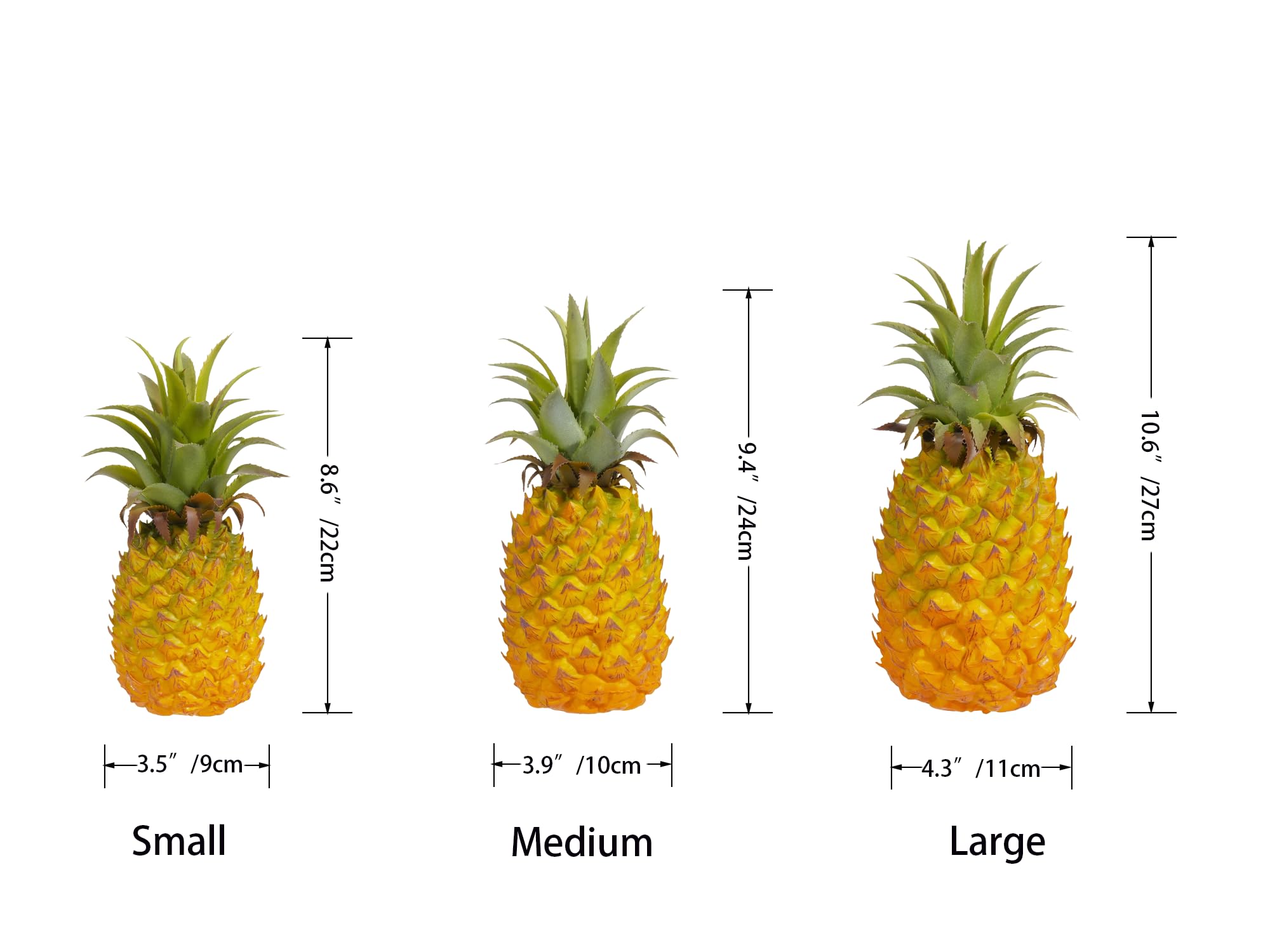 2 Pack Artificial Pineapple Decor - Realistic Fake Pineapple Fruit for Home Decor, Kitchen, Party & Photography Props | Eco-Friendly Simulation Fruit | Yellow Large Size - Perfect for Tropical Theme Parties, Table Centerpieces & Instagram Photos